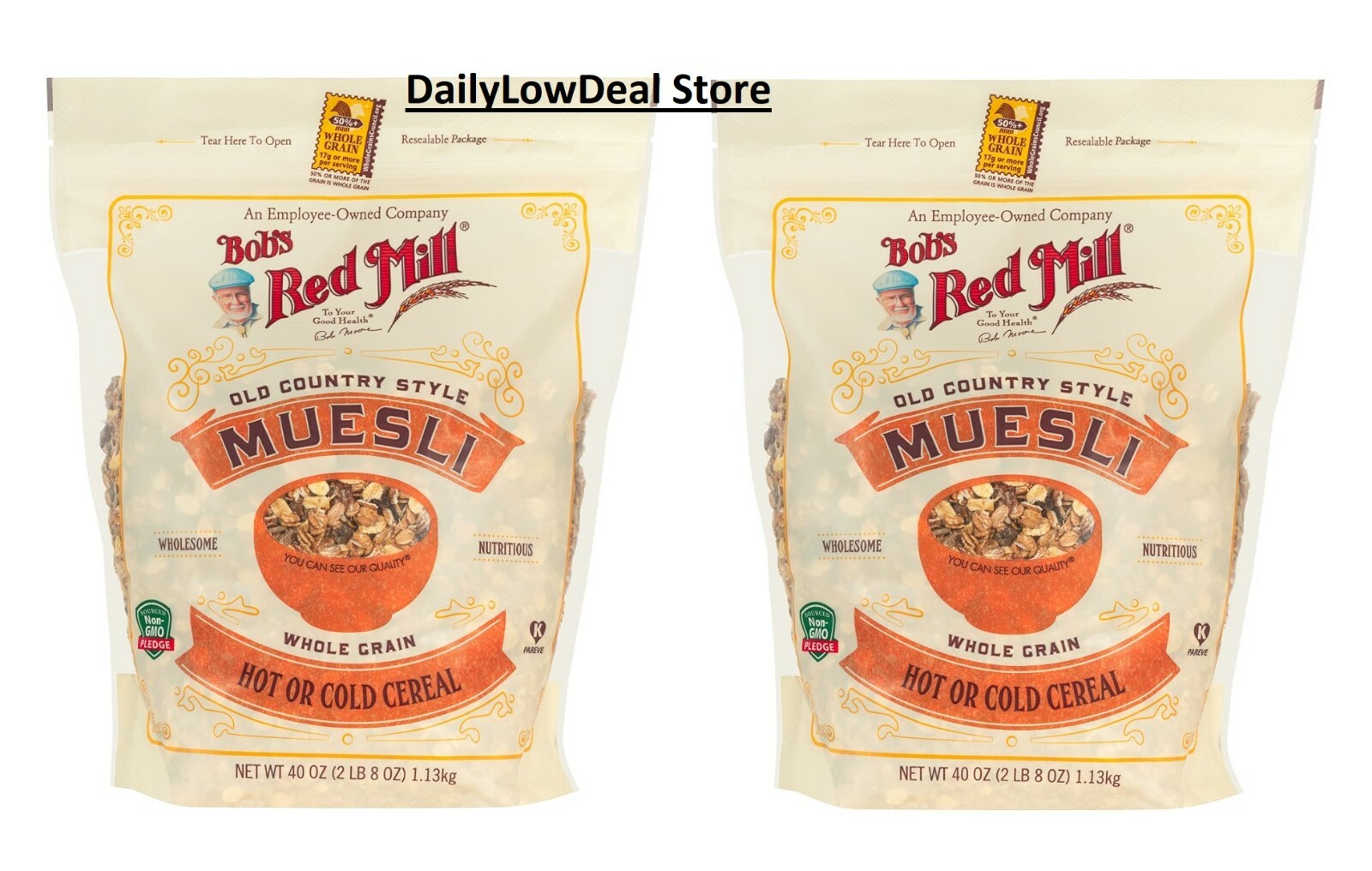 2 PACK – Bob’s Red Mill Resealable Old Country Style Muesli Cereal, 40 Oz