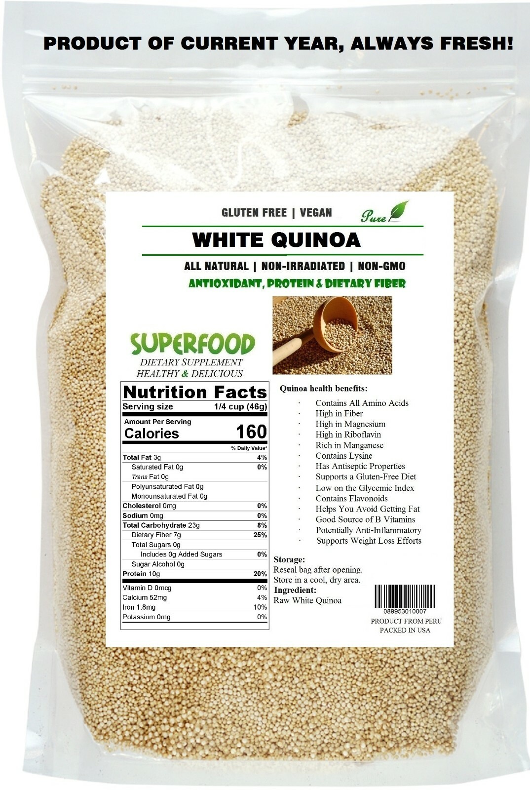 5 LB 100% ~FRESH~ PREMIUM QUINOA VEGAN GLUTEN FREE non GMO