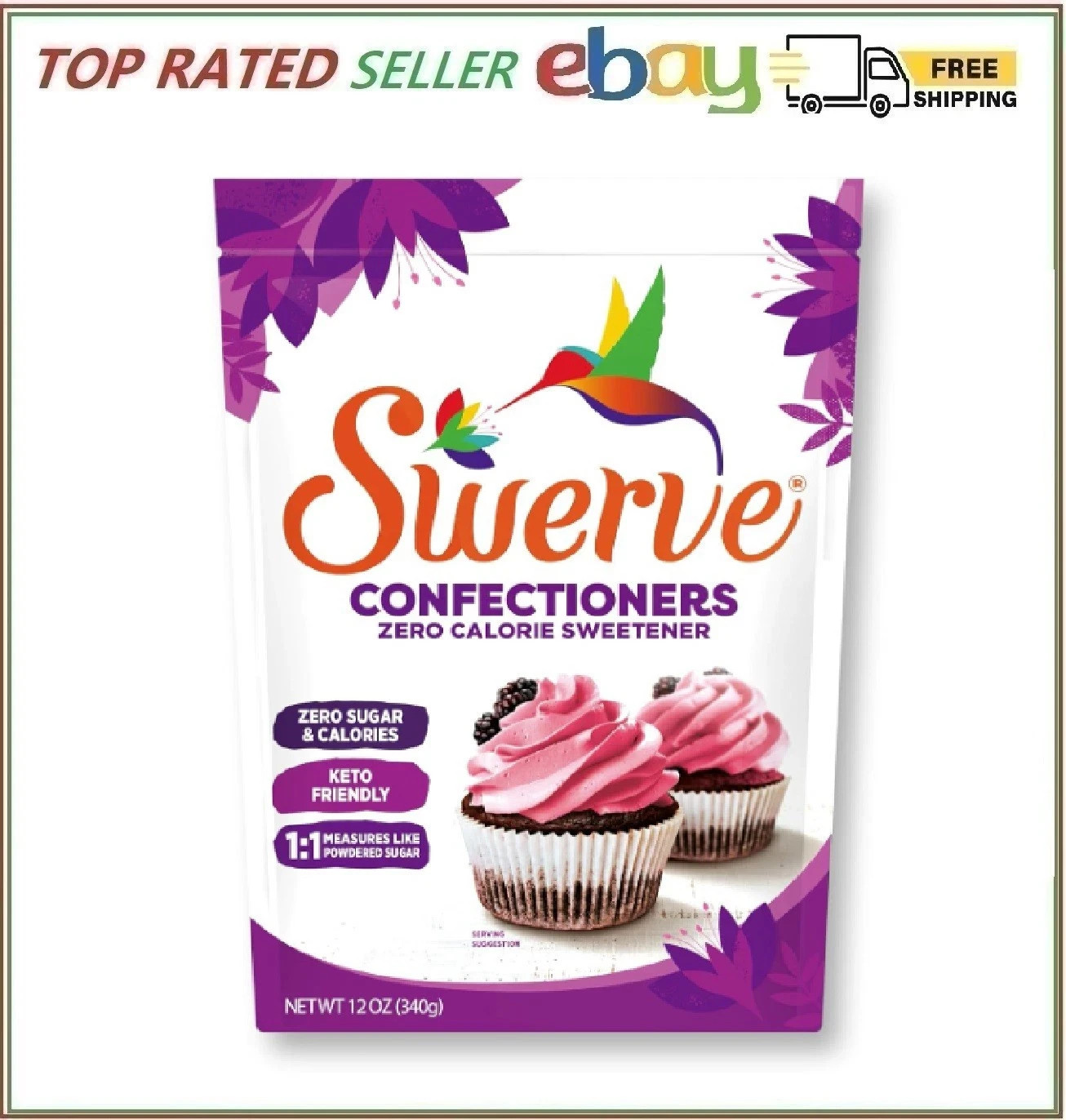 Swerve Sweetener Powder, Confectioners, 12 oz