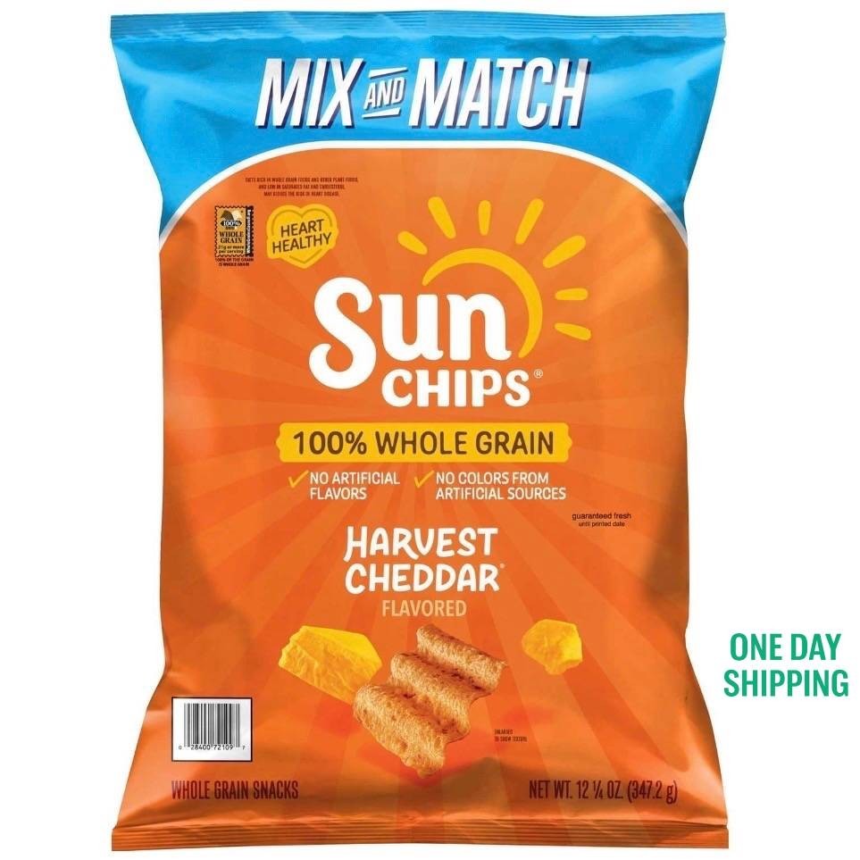 SunChips Whole Grain Harvest Cheddar Chips, 12.25 oz – Delicious & Crispy Snack