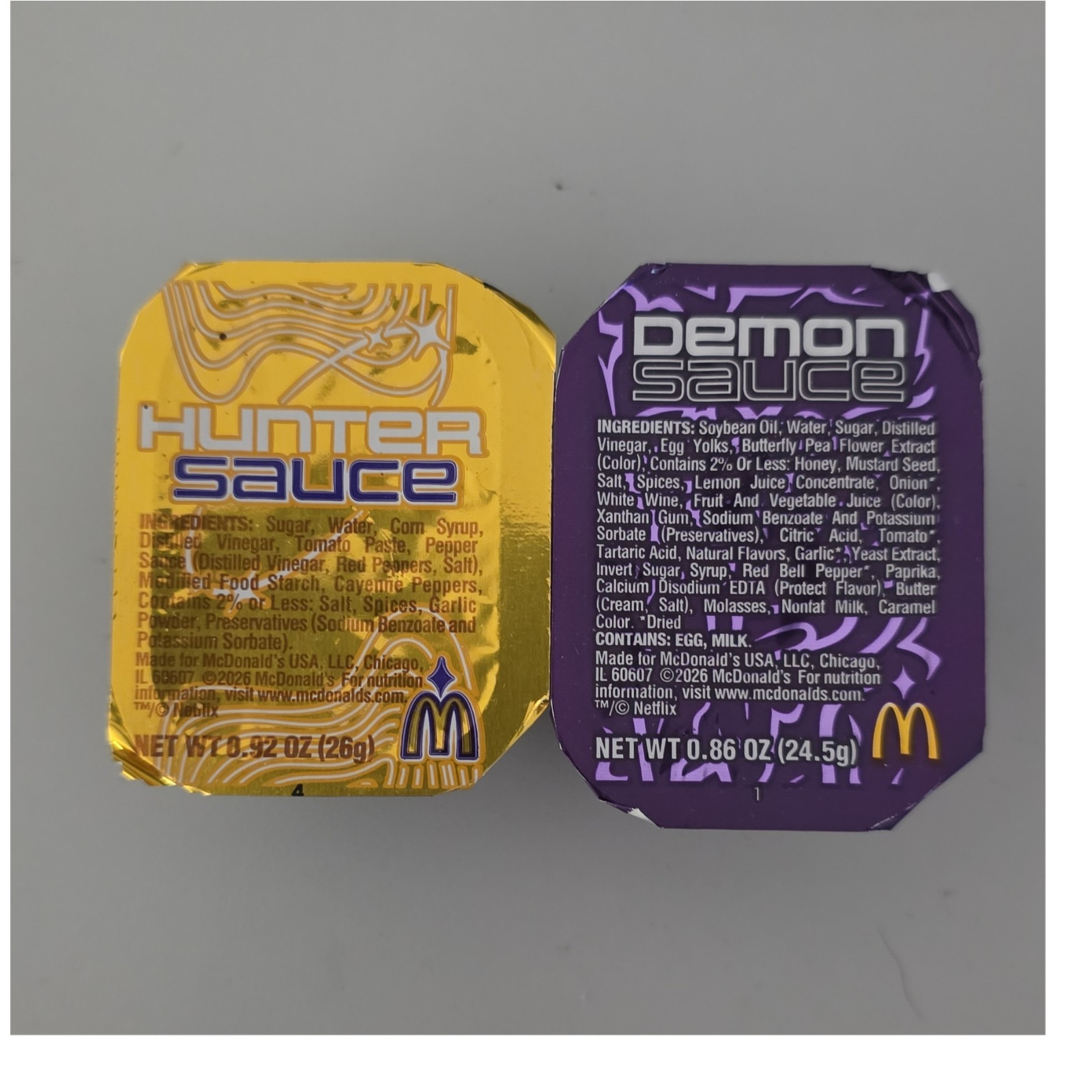 McDonald’s Hunter Sauce & Demon Sauce Dipping Sauce 2 Pack Contains Egg & Milk