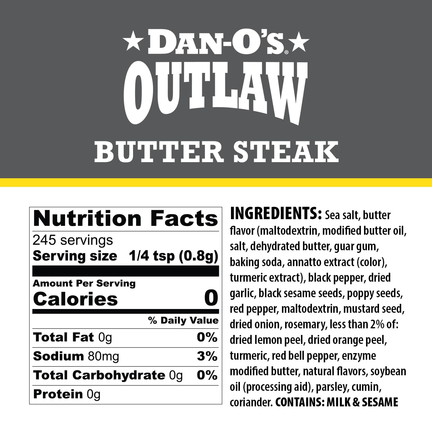Dan-O’s Outlaw Seasoning 3 Bottle Set- Butter Dust, Butter Steak & Blackened