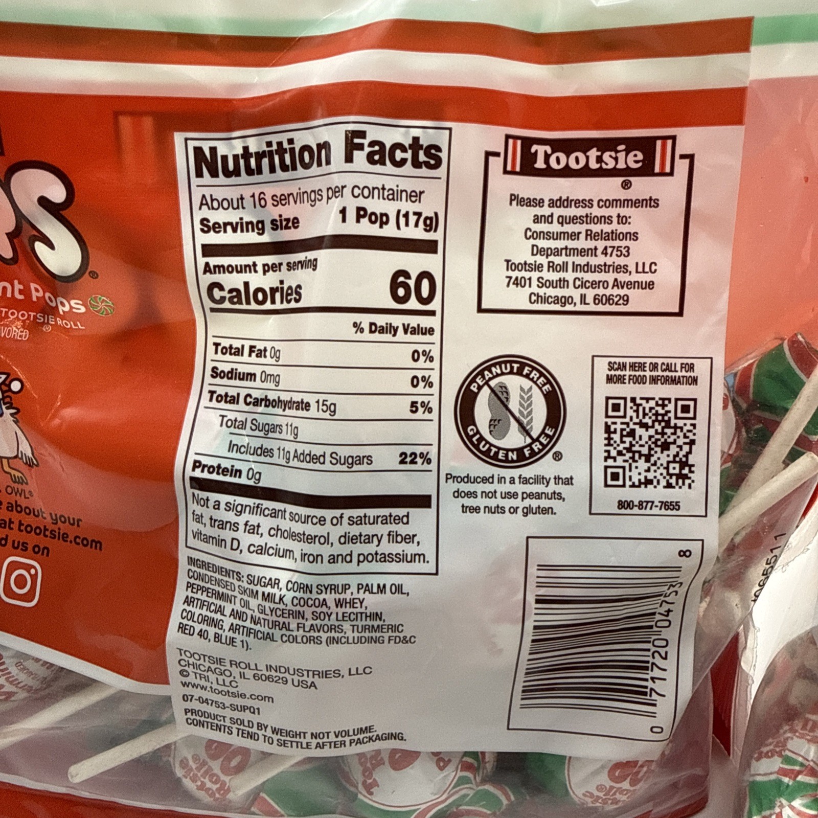 Tootsie Roll Pops ~ Peppermint Candy 9.6 oz Each, 2-Bags