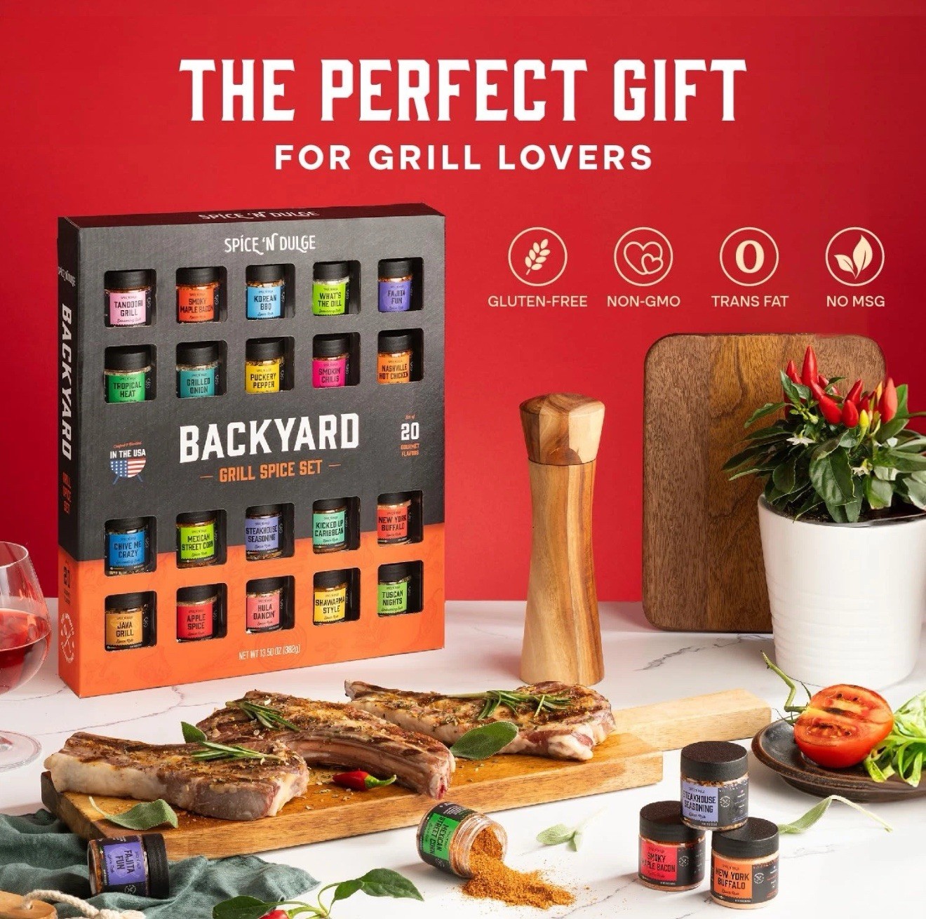 BBQ Spice Gift Set, 20 Unique Seasonings, Perfect for Men and Dads