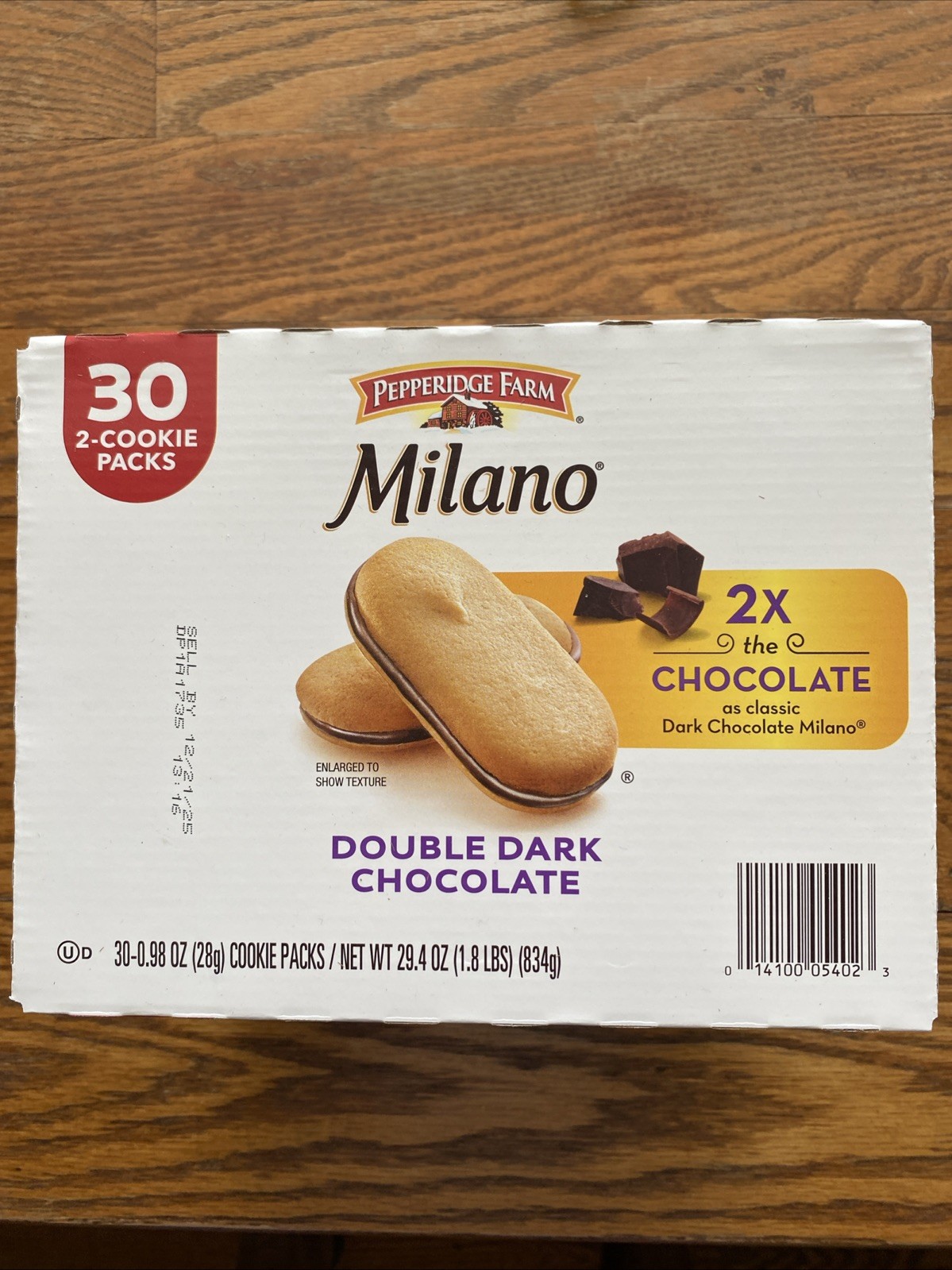 Milano Cookies Double Dark Chocolate, 30 packs x 0.98 Ounce, 29.4 oz