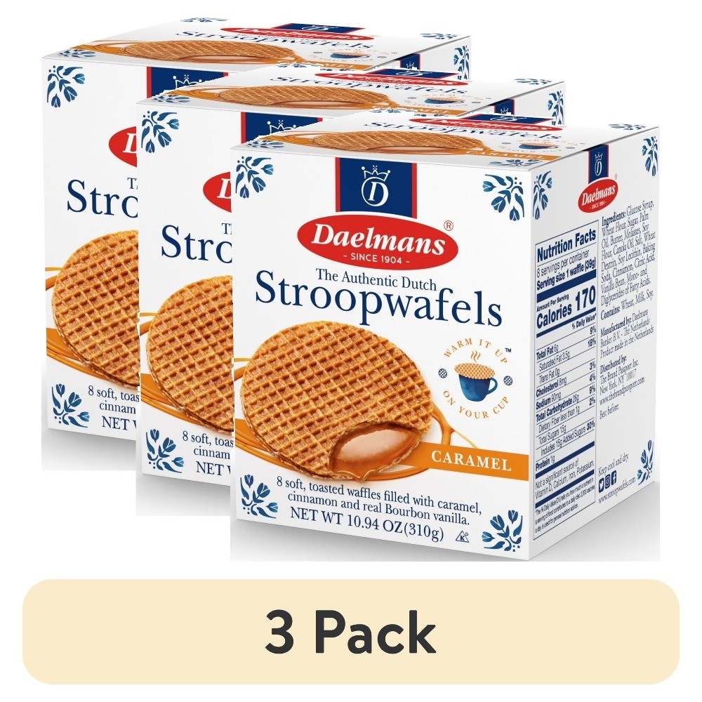 Caramel Stroopwafels Dutch Syrup Waffles 8 Count Pack of 3