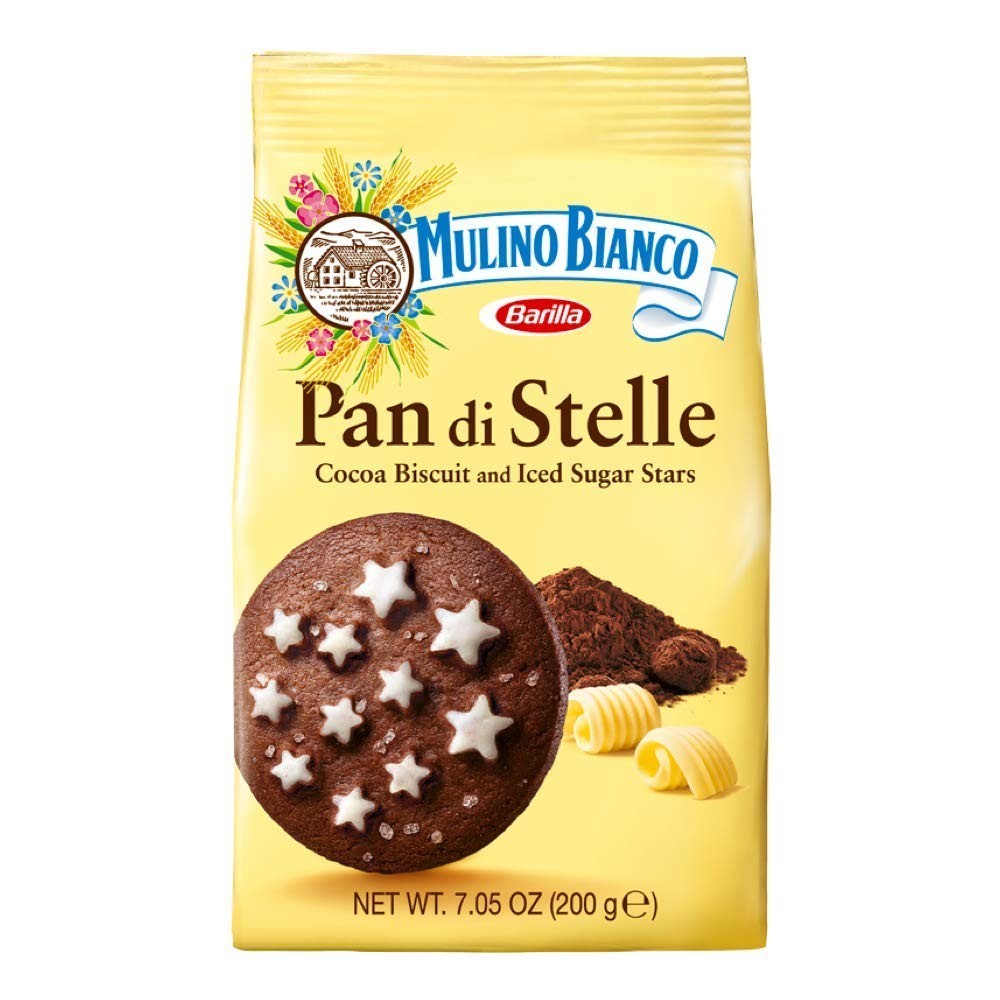 Pan di Stelle Cocoa Biscuits with Sugar Stars, 7.05 oz – Italian Quality Choc…