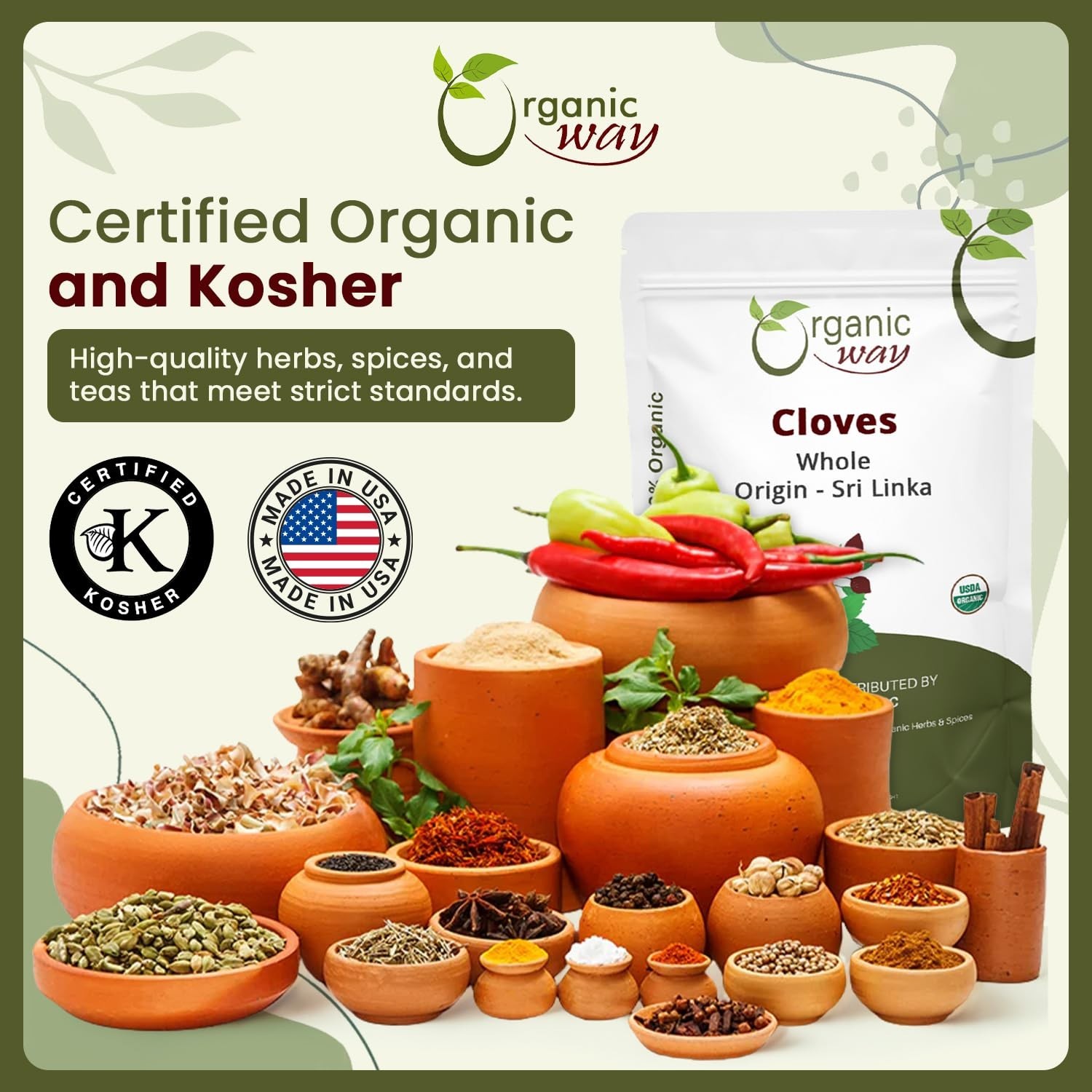 Organic Way Hand Selected Cloves Whole – Organic, Kosher & USDA Certified