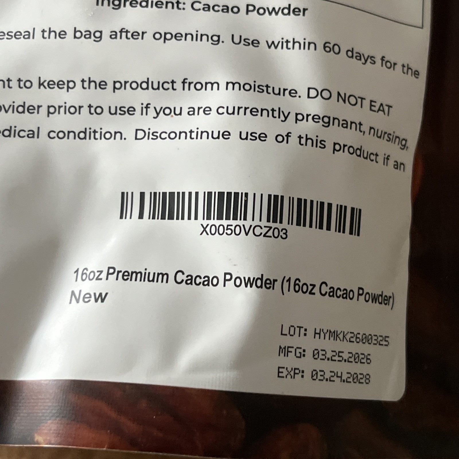 16oz Cacao Powder, 100% Natural & Pure, Unsweetened, Rich Chocolate Flavor,Vegan