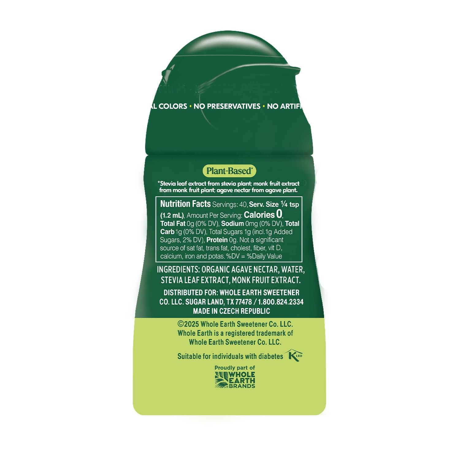 Zero Calorie Liquid Sweetener Stevia Monk Fruit Natural Sugar Substitute 1.62 Oz