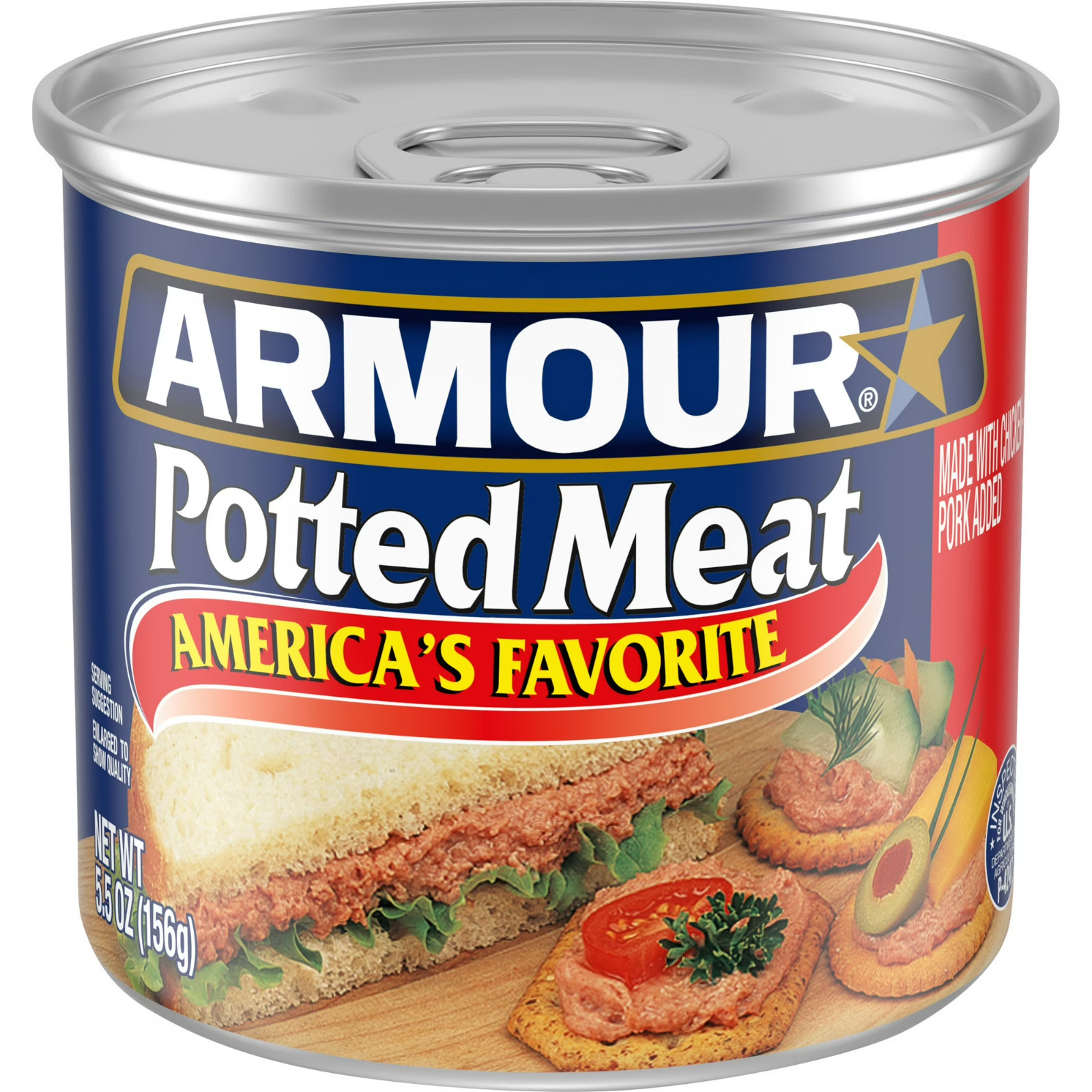 Armour Star Potted Meat 5.5 OZ Chicken- Pork Added, Bulk Lot of 5 Cans