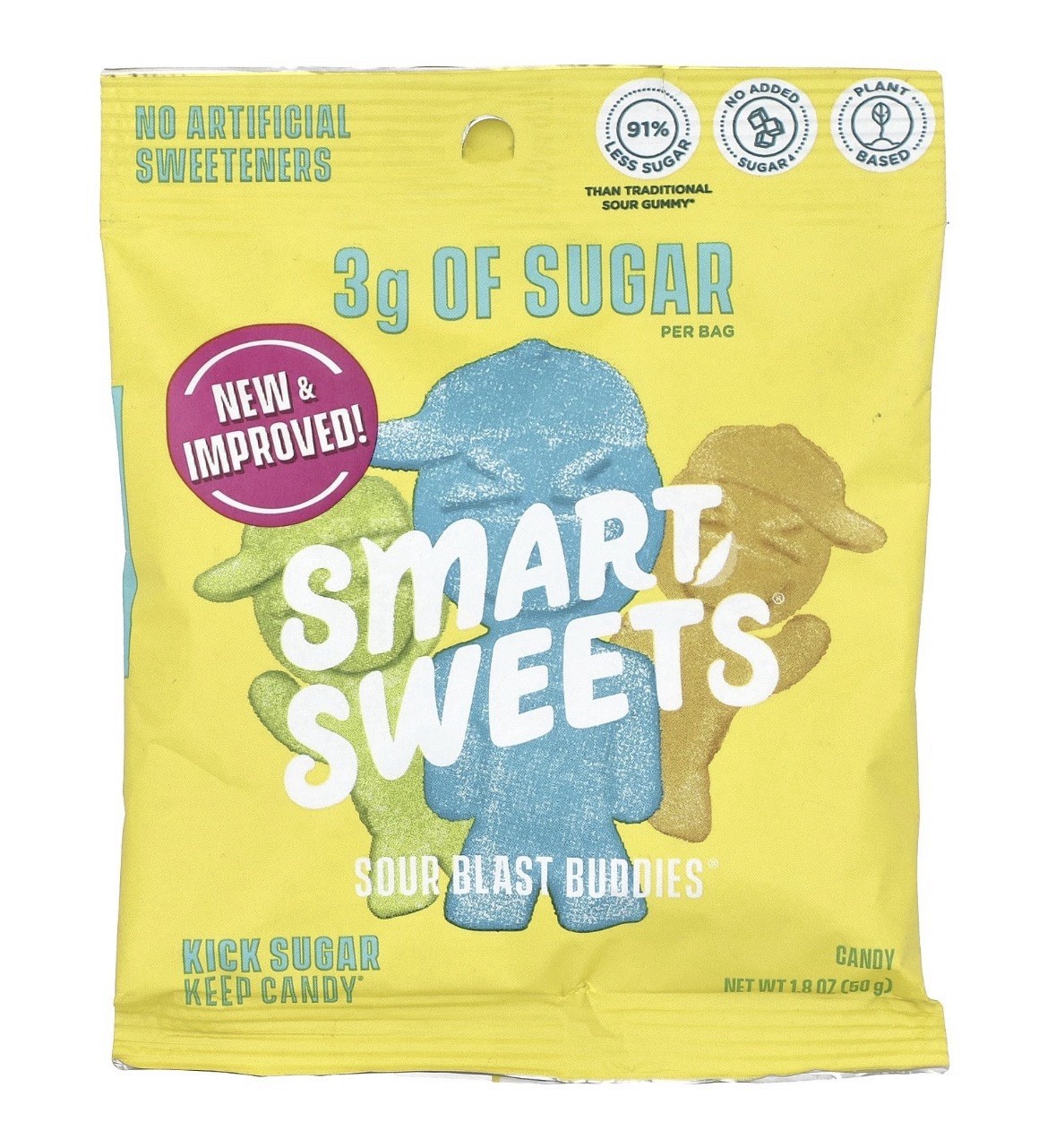 SmartSweets Sour Blast Buddies Low Sugar Candy 1.8 Oz Bag ~ LOT OF 12 Bags