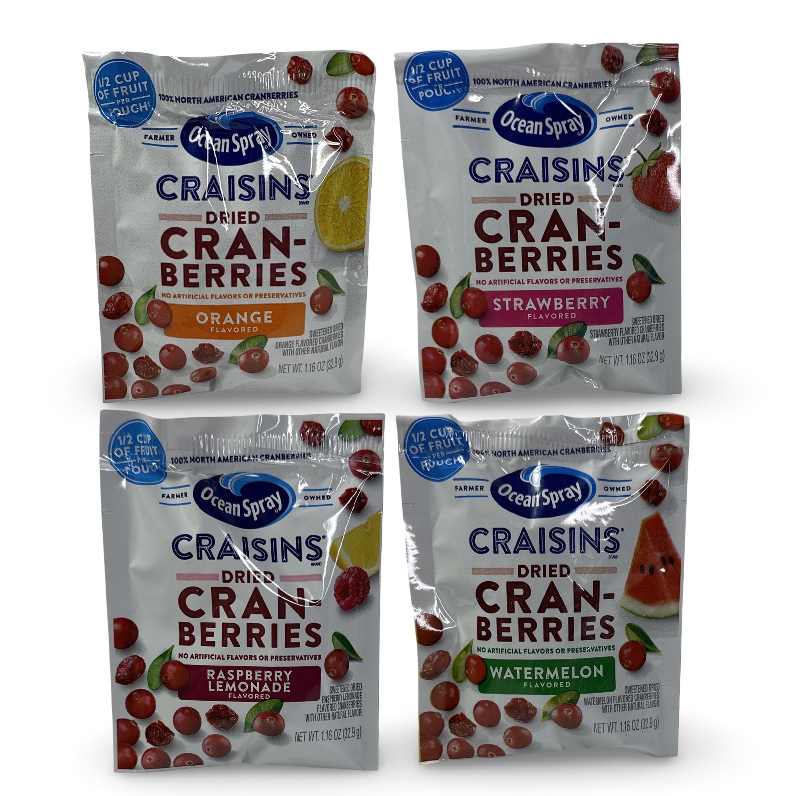Ocean Spray Craisins Individual To-Go Packs, Variety Includes Orange, Strawberry