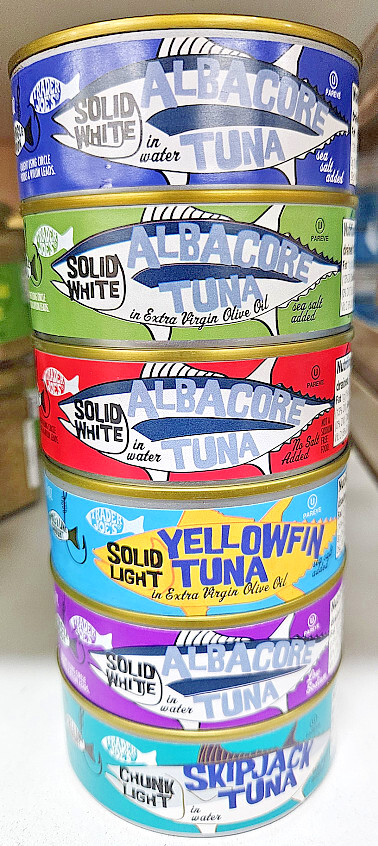Trader Joe’s Solid White, Solid Light, Chunk Light Tuna, 4.5oz 128g (6 Cans)