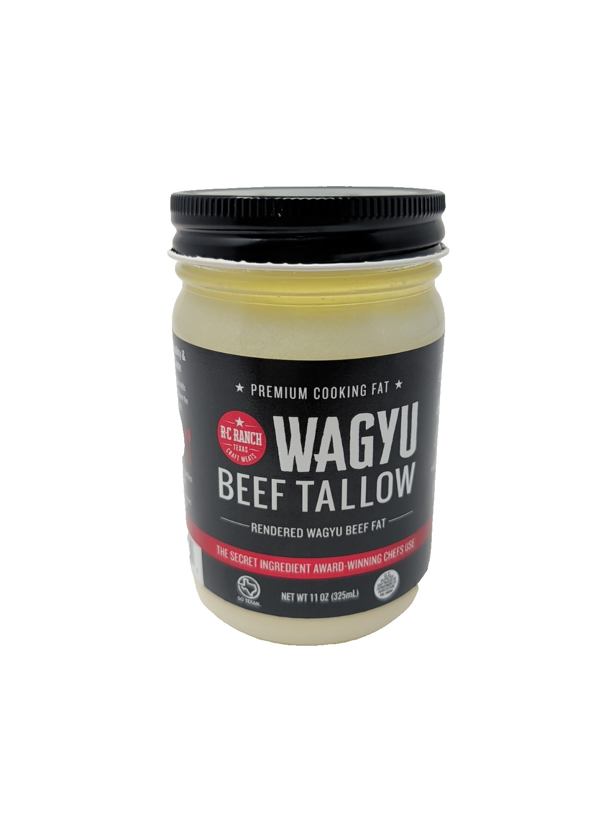 R-C Ranch Wagyu Beef Tallow Rendered Wagyu Beef Fat 11 Ounce Glass Jar