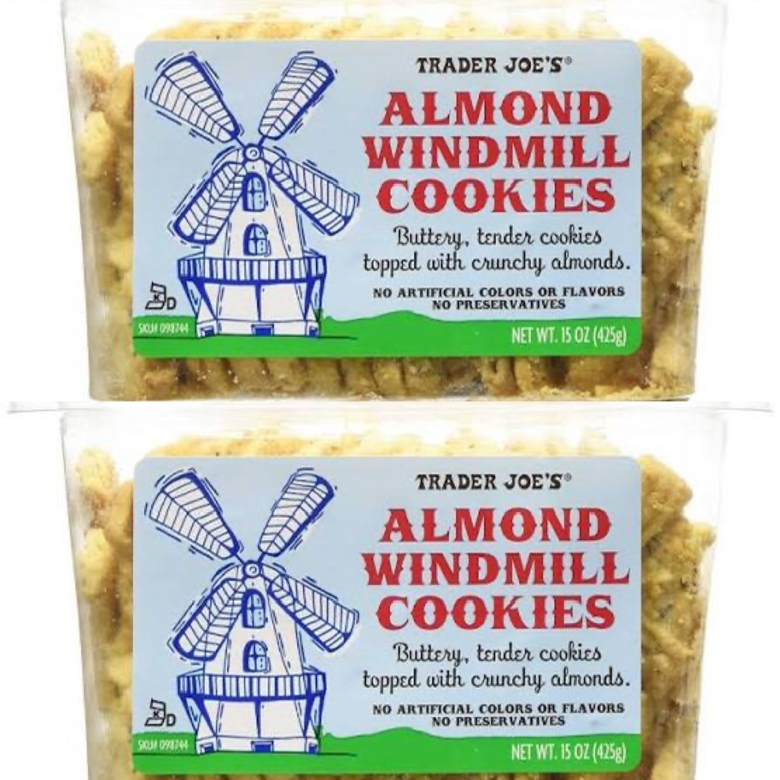 Trader Joe’s Almond Windmill Cookies 15oz 425g (2 Tubs)