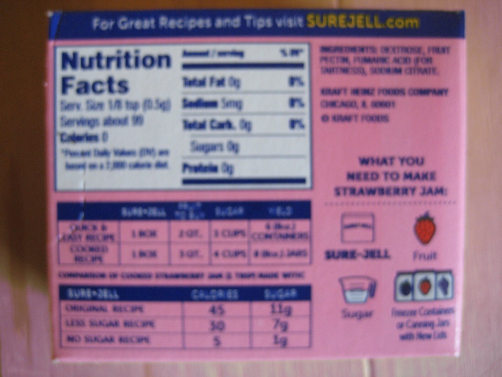 Sure Jell LESS SUGAR Premium Fruit Pectin 1.75 oz Per Box Lot of 24 Exp 2027