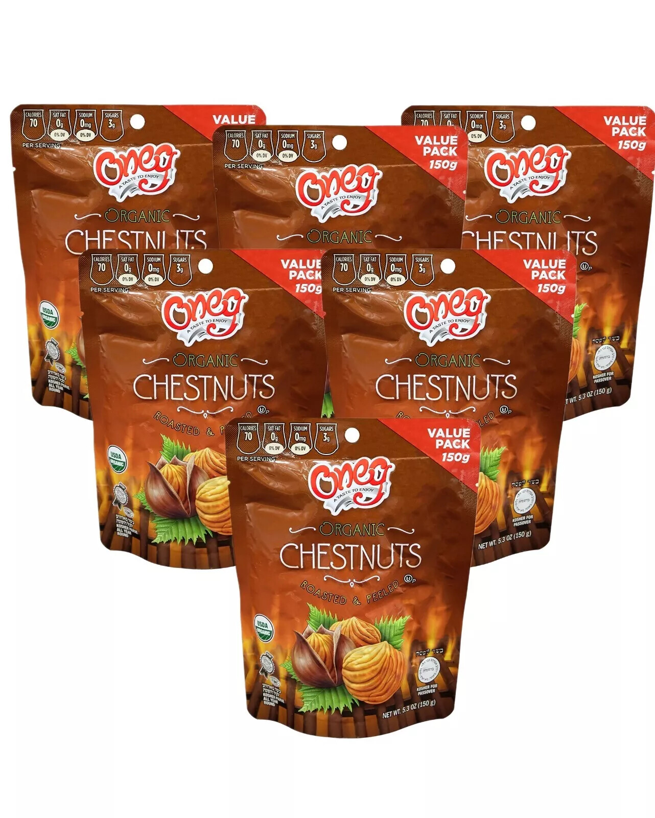 Organic Roasted Chestnuts Shelled and Peeled 5.3 oz Each 有機烤栗子