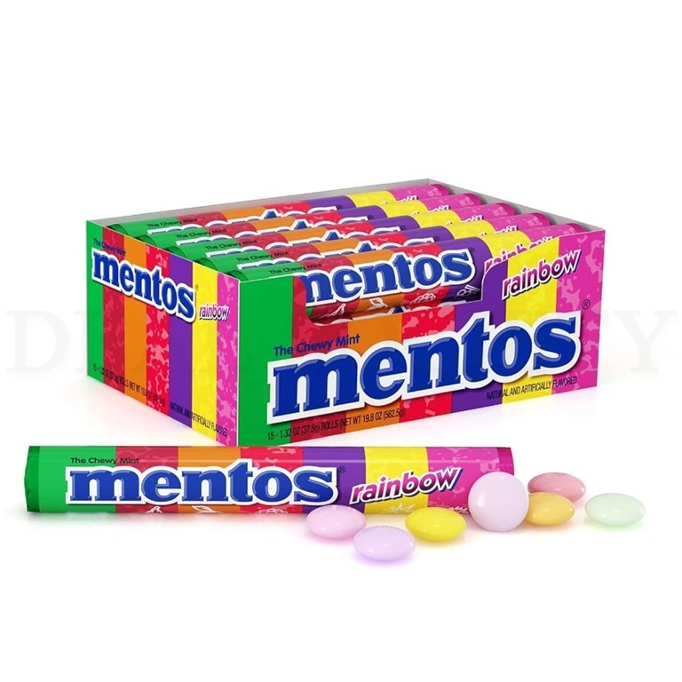 Mentos Chewy Mint Candy Roll Rainbow Mint Candies 14 Pieces Per Roll 15 Count