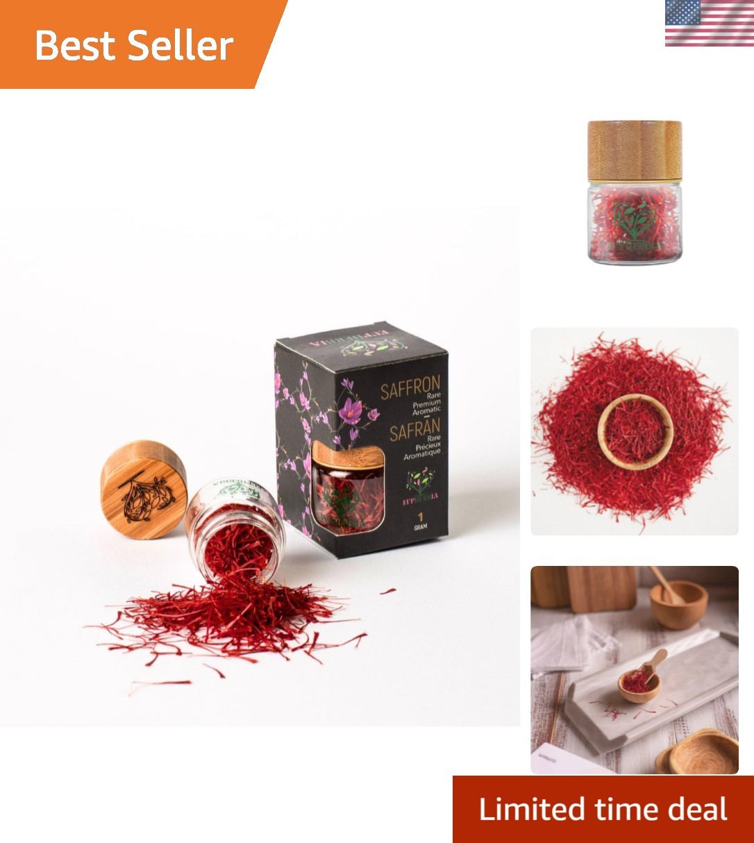 Grade A+ Pure All Red Saffron Threads – 100% Natural Luxury Spice 0.035 oz