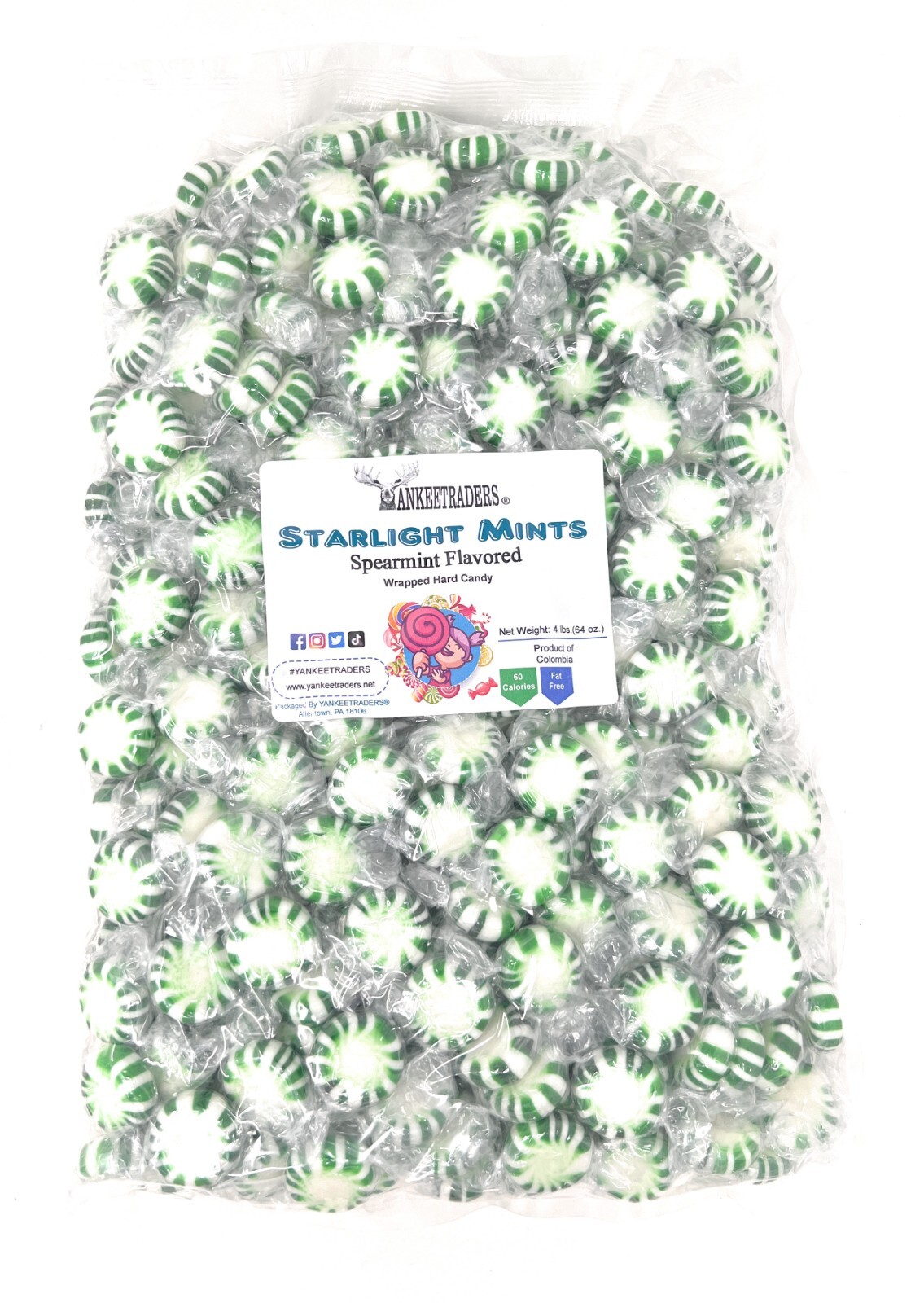 Spearmint Starlight Mints Wrapped Candy – 4 lbs. ~ YANKEETRADERS® ~FREE SHIPPING