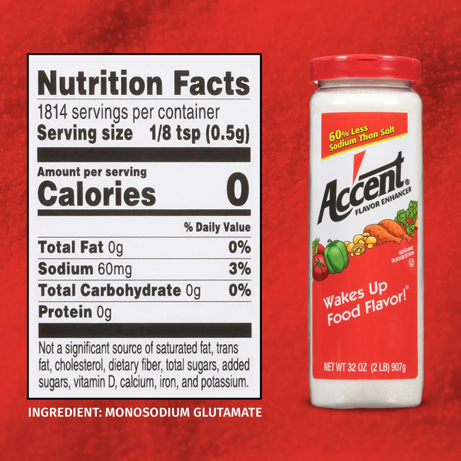 Accent Flavor Enhancer MSG, Kosher, 32 oz