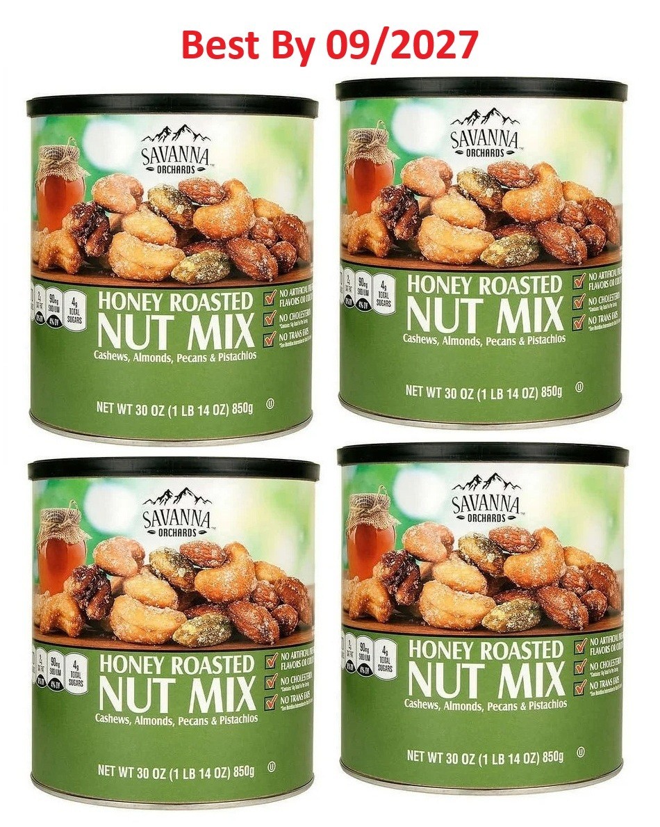 4-PACK Savanna Orchards Honey Roasted Nut & Pistachios 30 oz each