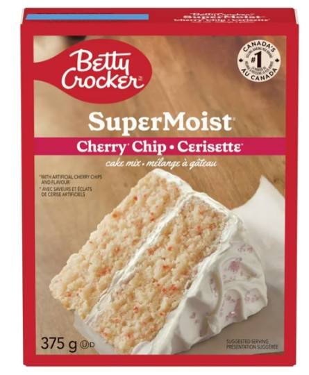 Betty Crocker Super Moist Cherry Chip Cake Mix, 375g (4 Pack)