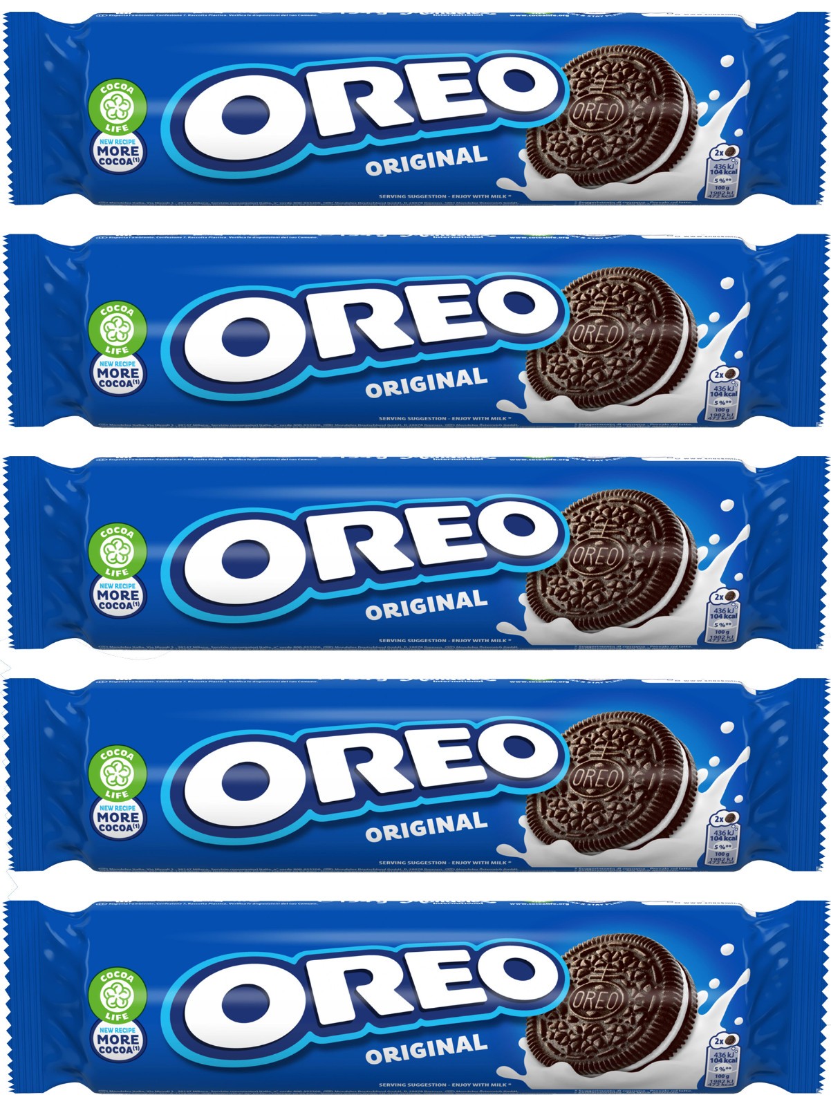 5 OREO ORIGINAL Cookies Snacks Biscuit Packets 154g 5.4oz