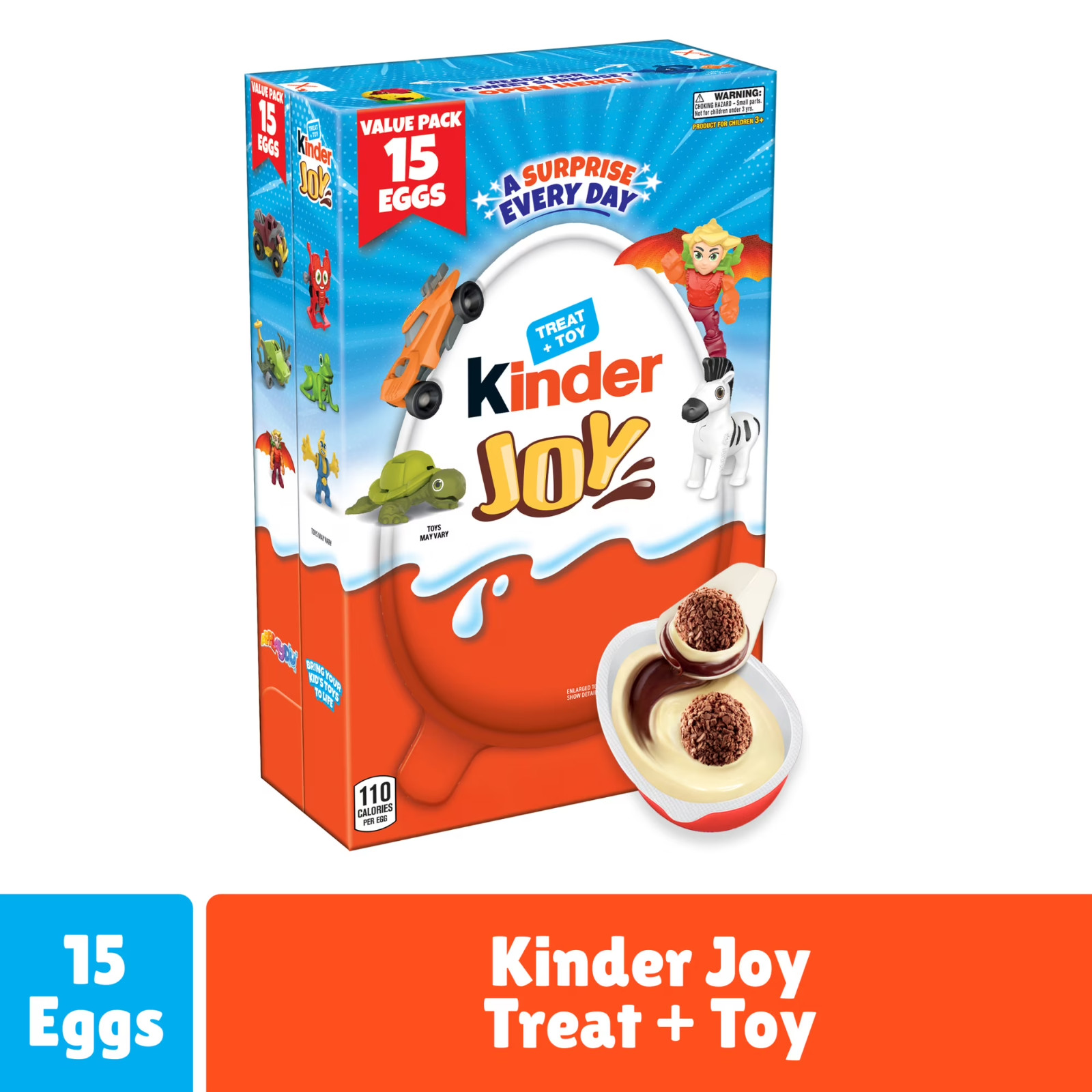 Kinder Joy Eggs, Bulk 15 Count, Treat Plus Toy, Sweet Creams and Chocolatey Wafe