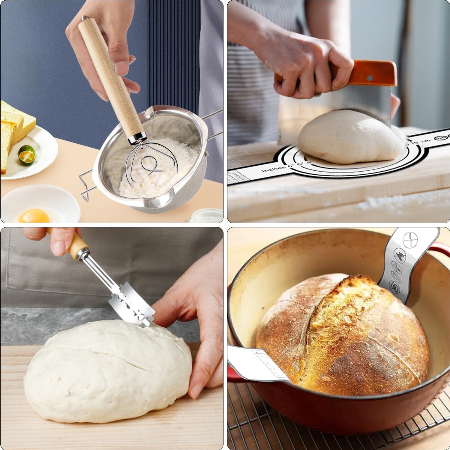 Sourdough Starter Kit, 24PCS Sourdough Bread Baking Supplies, 9″Round & 11″Ov…