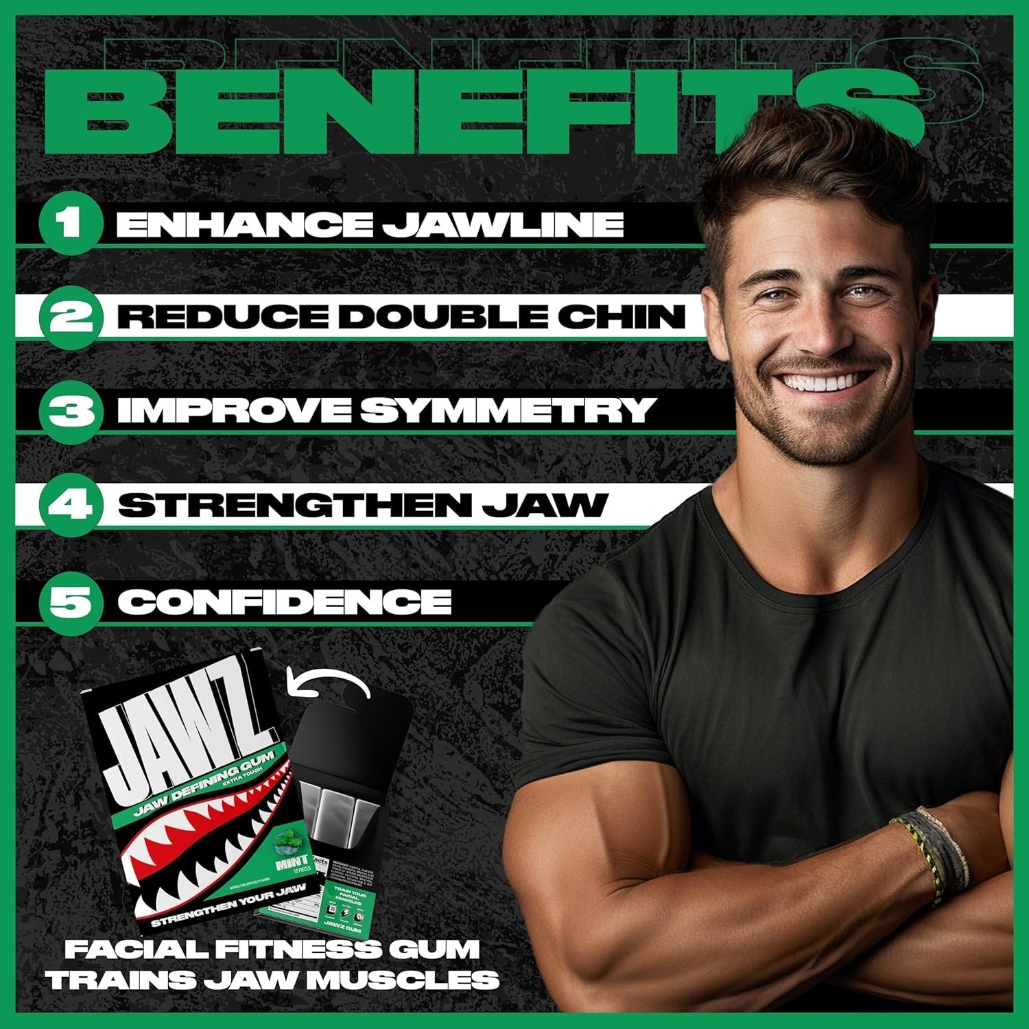 Sugar Free Mint Jawline Chewing Gum 4- Supply Facial Exerciser for Men Women