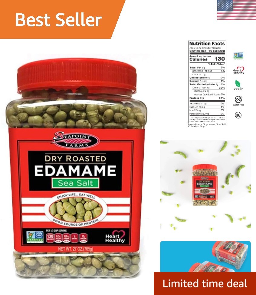 Dry Roasted Crunchy Edamame, Plant Based Snack, 4g Protein, 2 Ingredients, , …