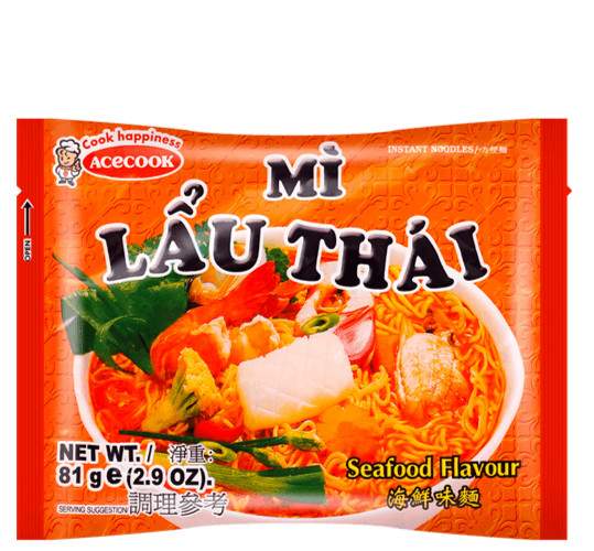 Acecook SeaFood Instant Noodles 2.9 oz ( Pack of 10 )~04/15/2026