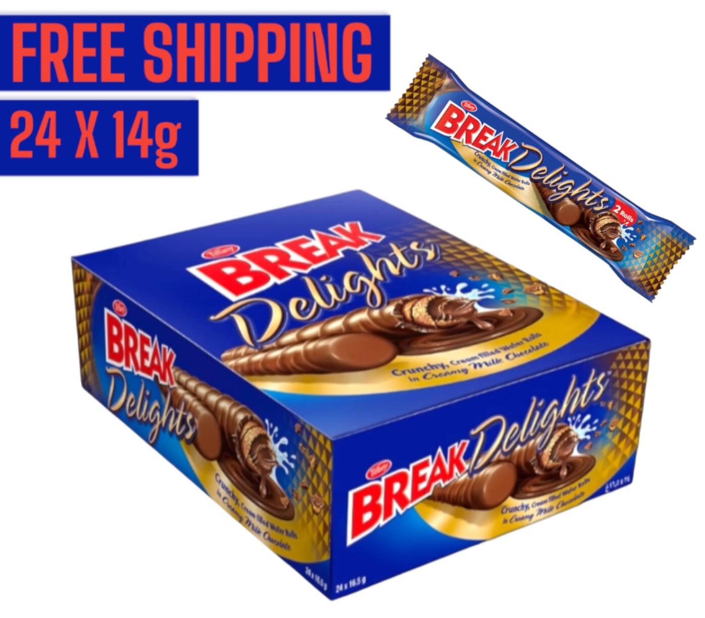 Tiffany Wafer Break Delights 24x14g Crunchy Cream Filled Wafer 2 Rolls تيفاني