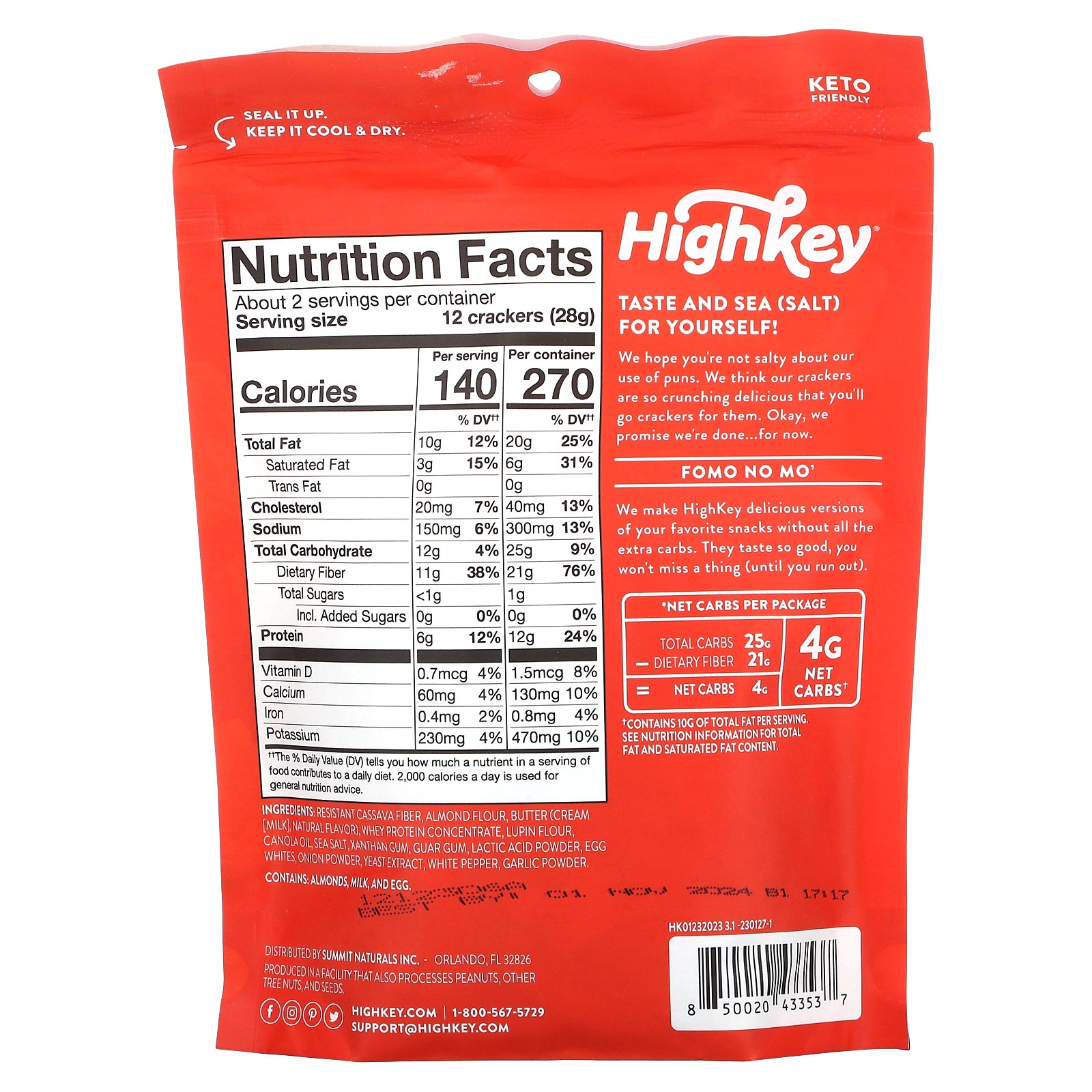 Almond Flour Crackers, Sea Salt, 2 oz (56.6 g)