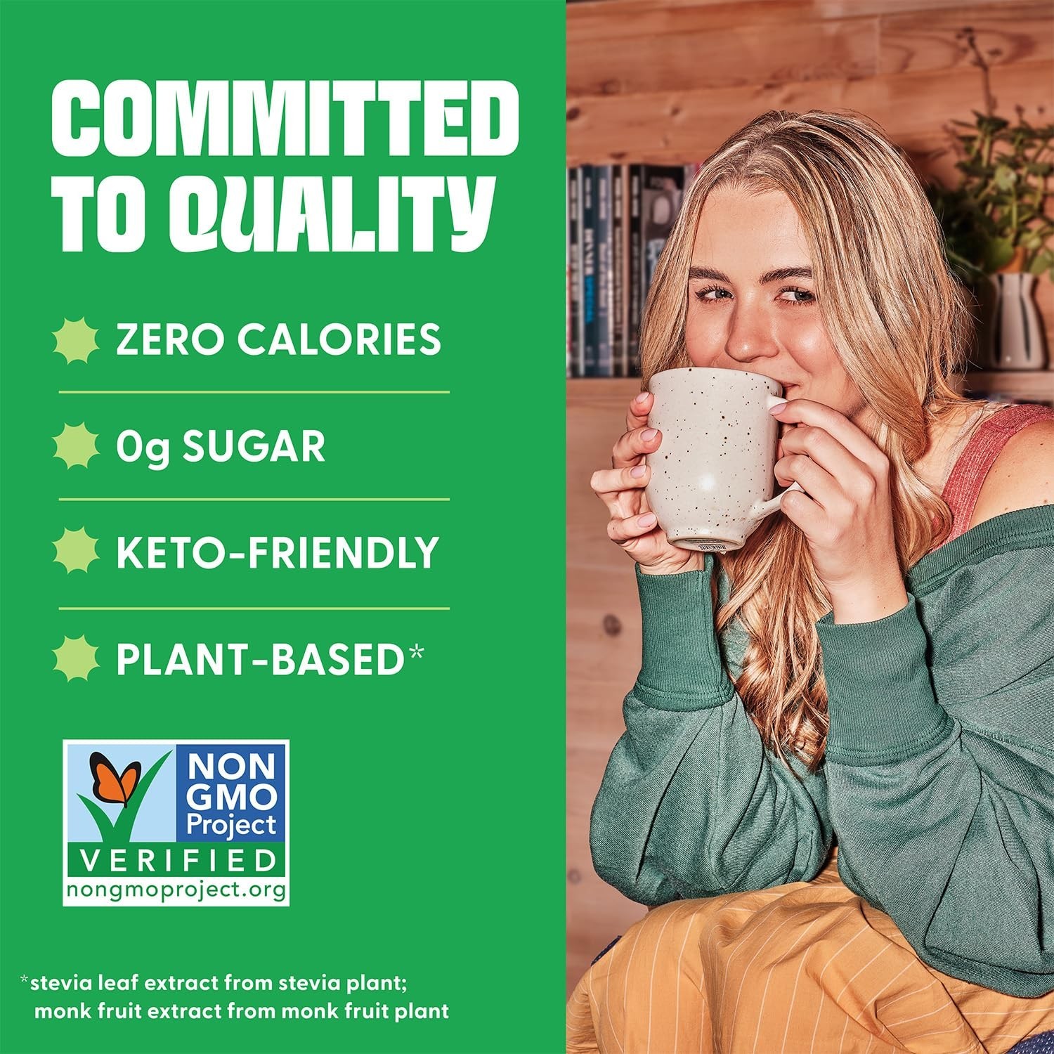 Natural Stevia & Monk Fruit Sweetener, Zero Calorie Erythritol Sugar Substitute,