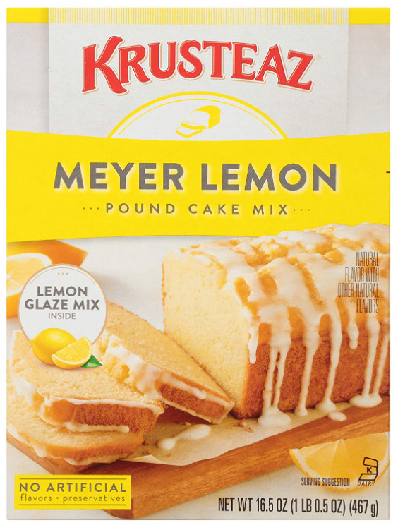 Krusteaz Meyer Lemon Pound Cake Mix with Lemon Glaze (Pack of 2) 16.5 oz Boxes