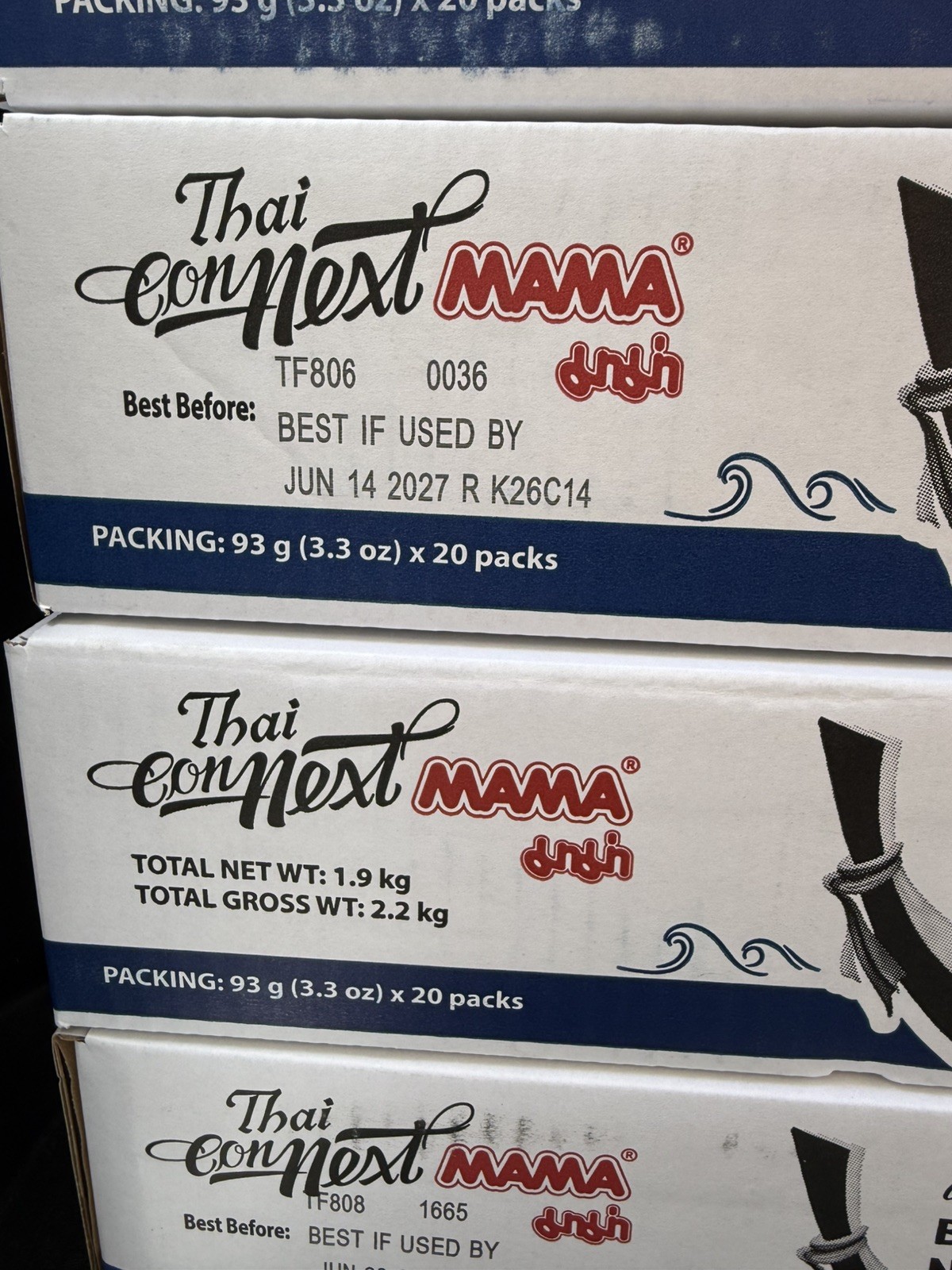 Mama Thai Con Next Instant Boat Noodles 3.3 oz x 20 Packs -06/2027