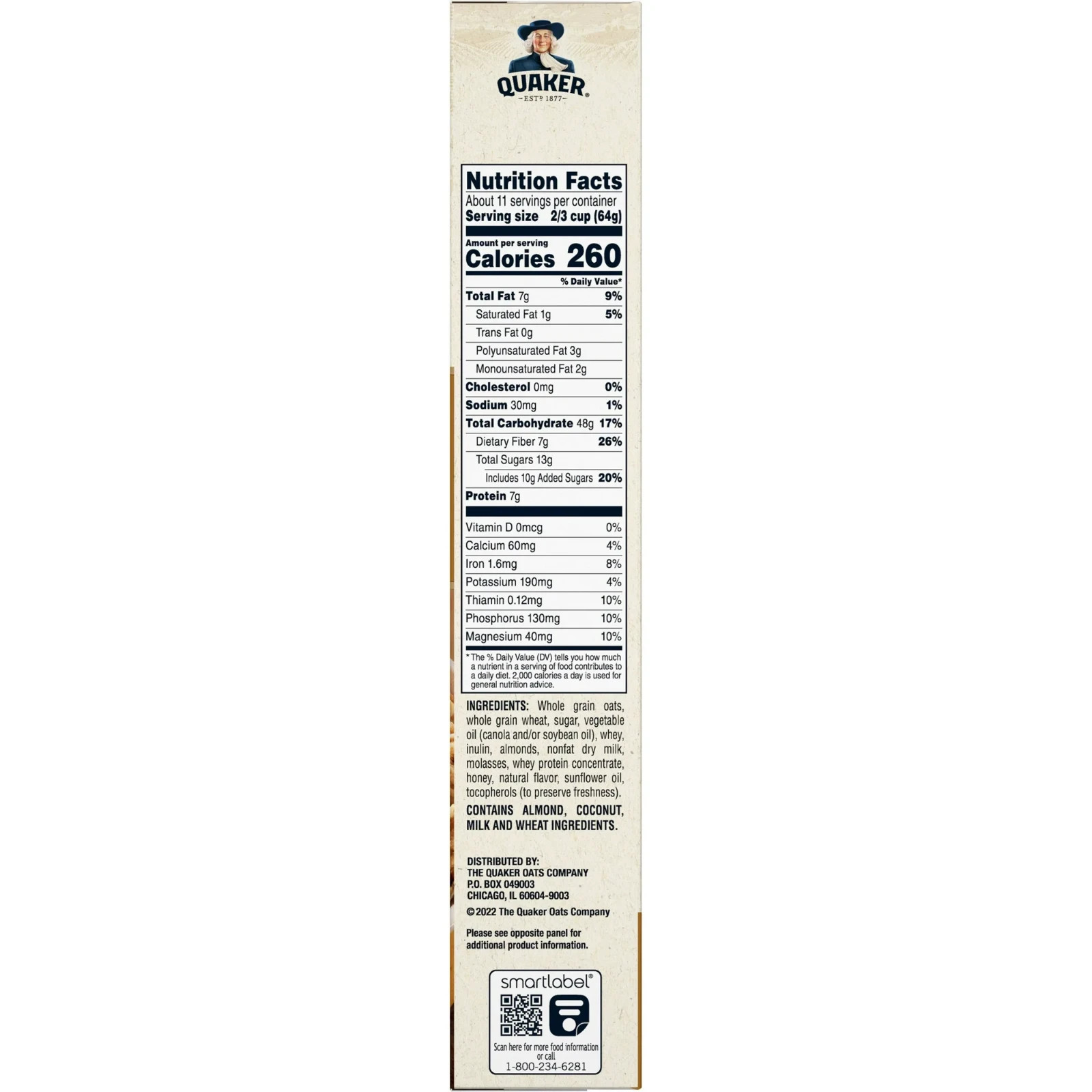 Quaker Simply Granola Cereal Oats Honey Almonds 24.1 oz Ready to Eat…
