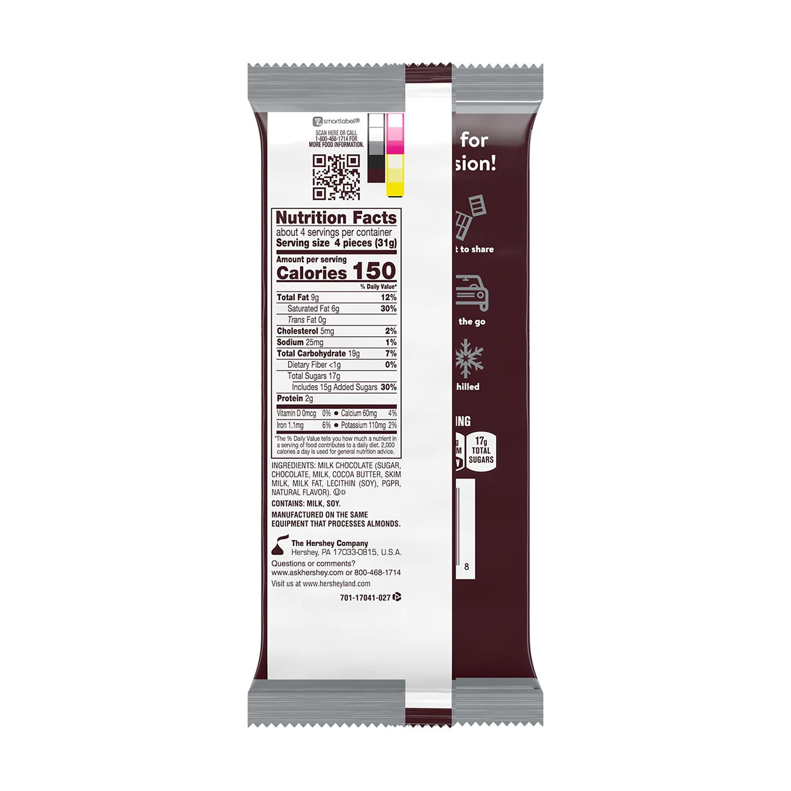 HERSHEY’S Milk Chocolate XL, Candy Bars, Halloween Candy, (12 Count, 16 Pieces)