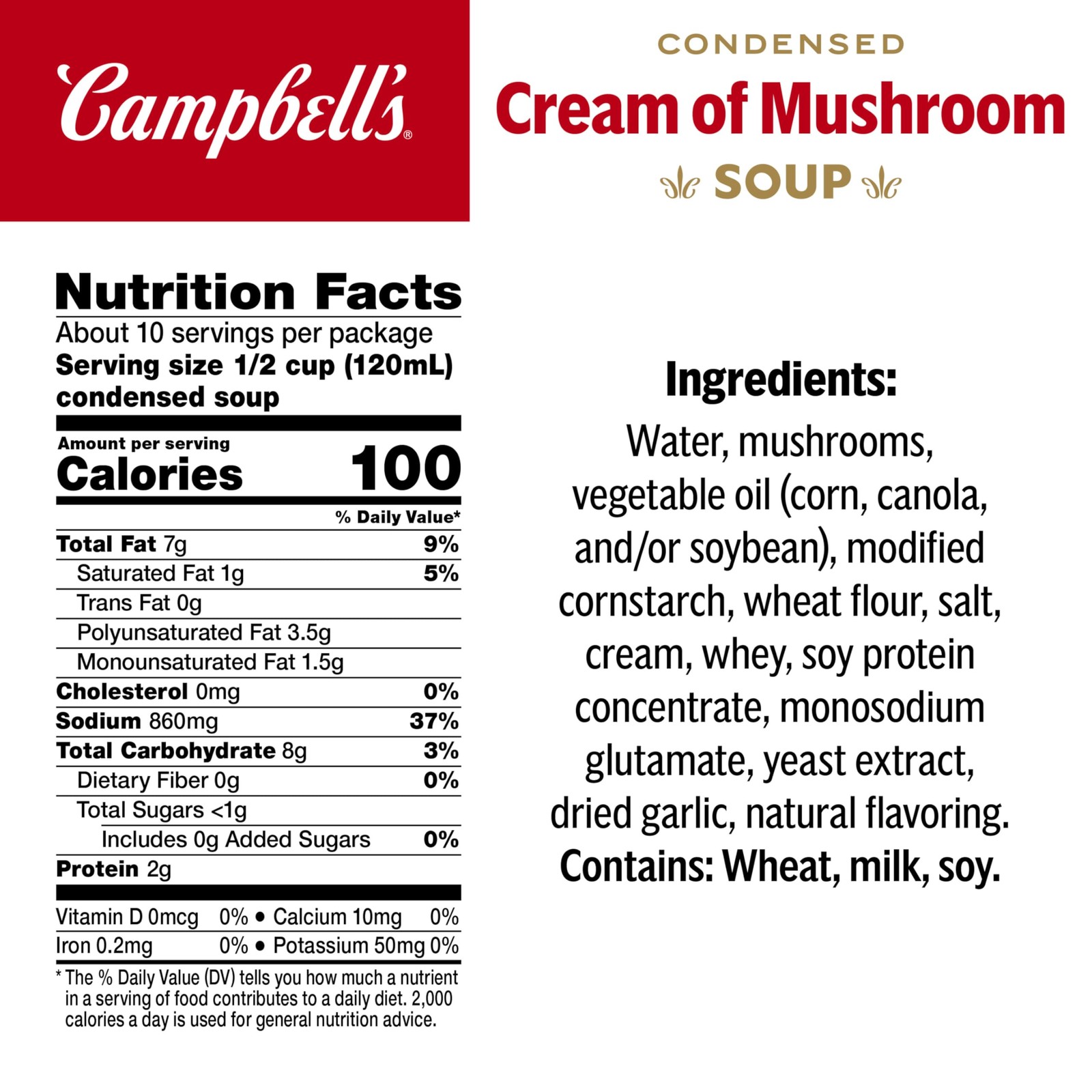 Campbell’s Condensed Cream of Mushroom Soup, 10.5 Ounce (Pack 4)