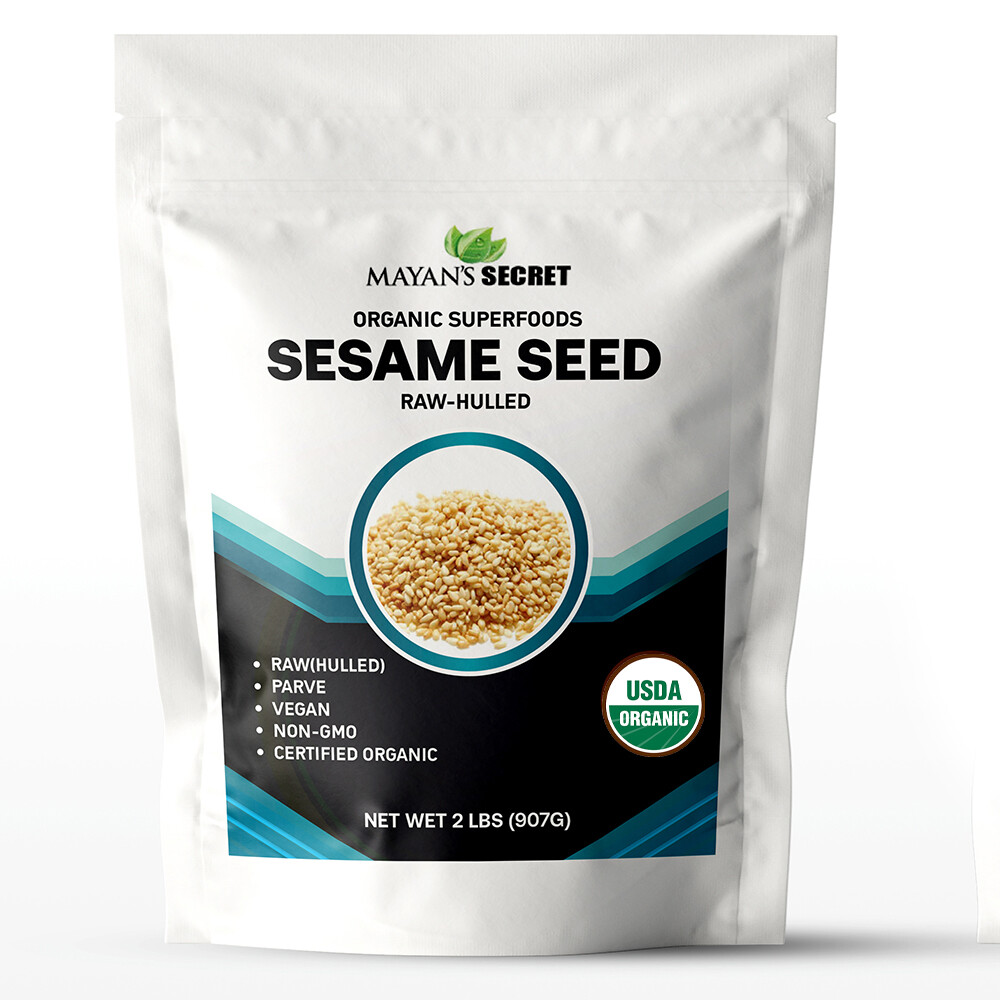 Mayan’s Secret Certified Organic hulled Sesame Seeds, 2 Lbs – Gluten Free, Raw,