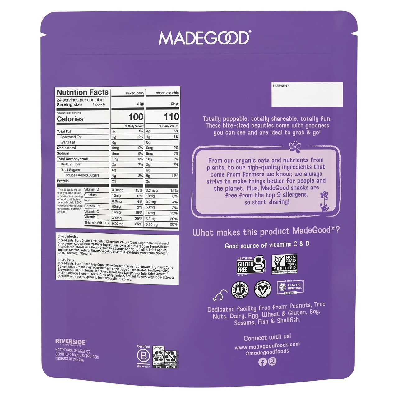 Made Good Organic Granola Minis Variety Pack 0.85 oz 24 Count EXP 09/2026