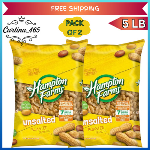 Hampton Farms Unsalted In-Shell Peanuts 5 lbs (2 Pack) | Fresh Bulk Snack