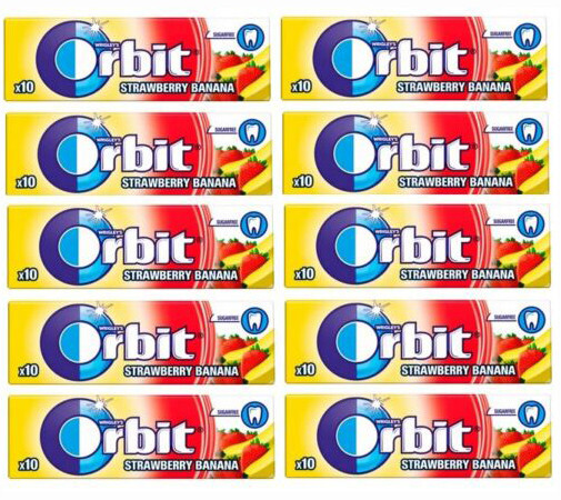10 WRIGLEY’S ORBIT STRAWBERRY BANANA Flavor Sugarfree Chewing Gum 14g 0.49oz