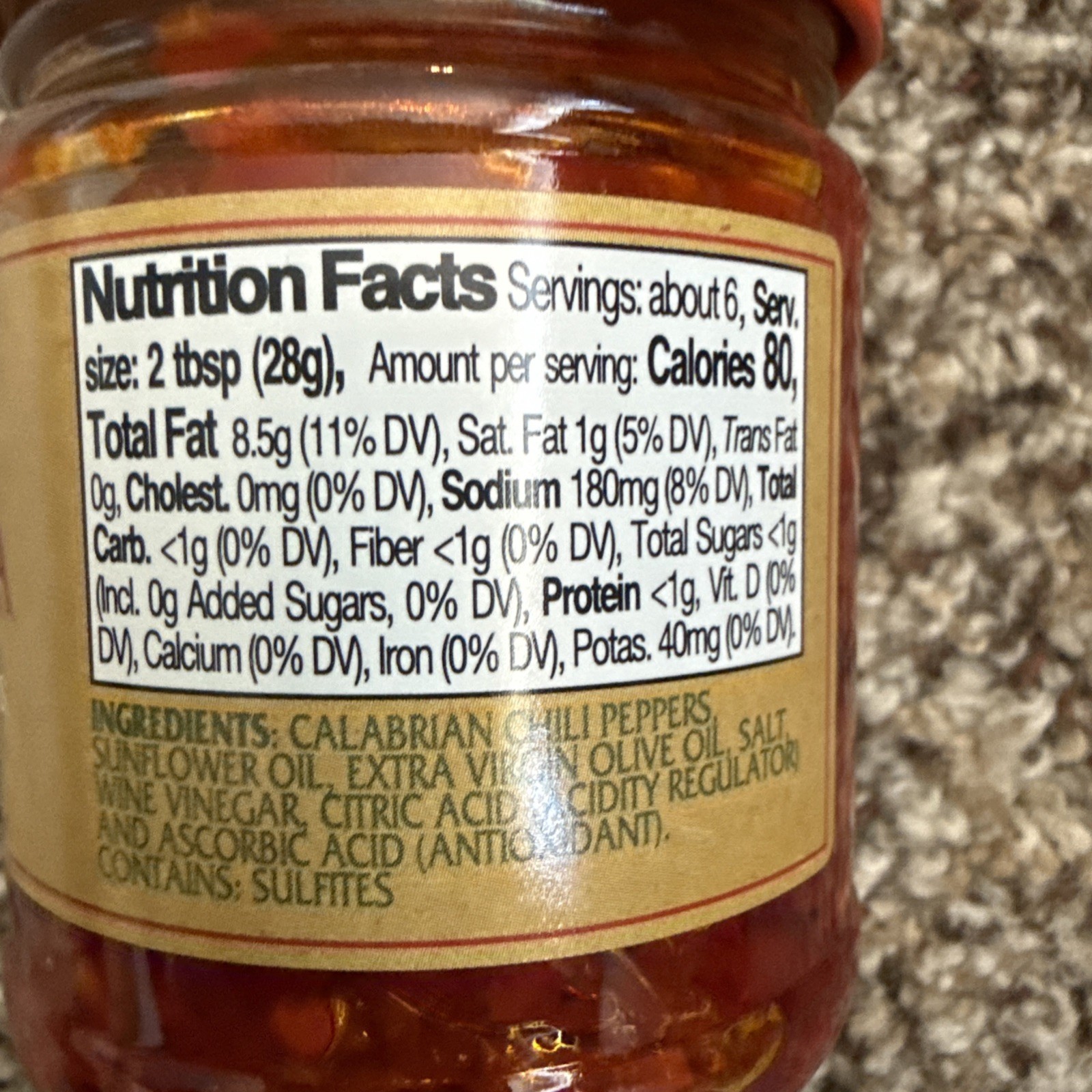 Italian Hot Pepper Sauce chili pepper 6.35oz ,Bomba Sauce ,Crushed Calabrian Hot