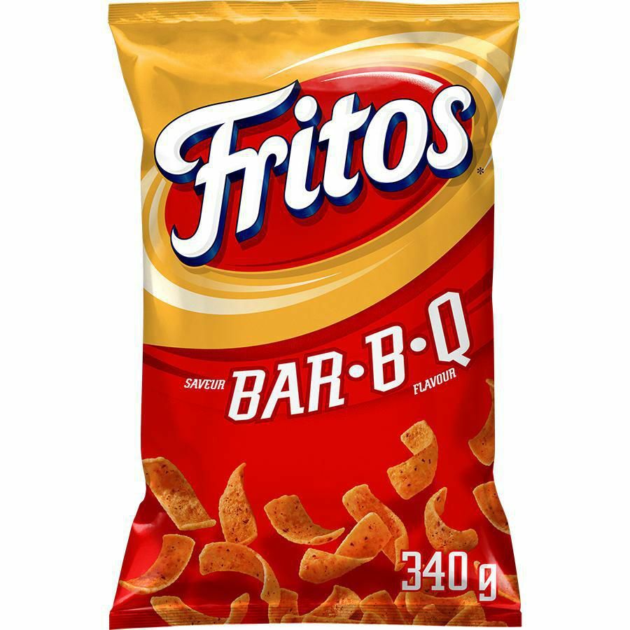 3 Bags Fritos BAR-B-Q BBQ Corn Chips LARGE Size 340g FRITO LAY From Canada FRESH