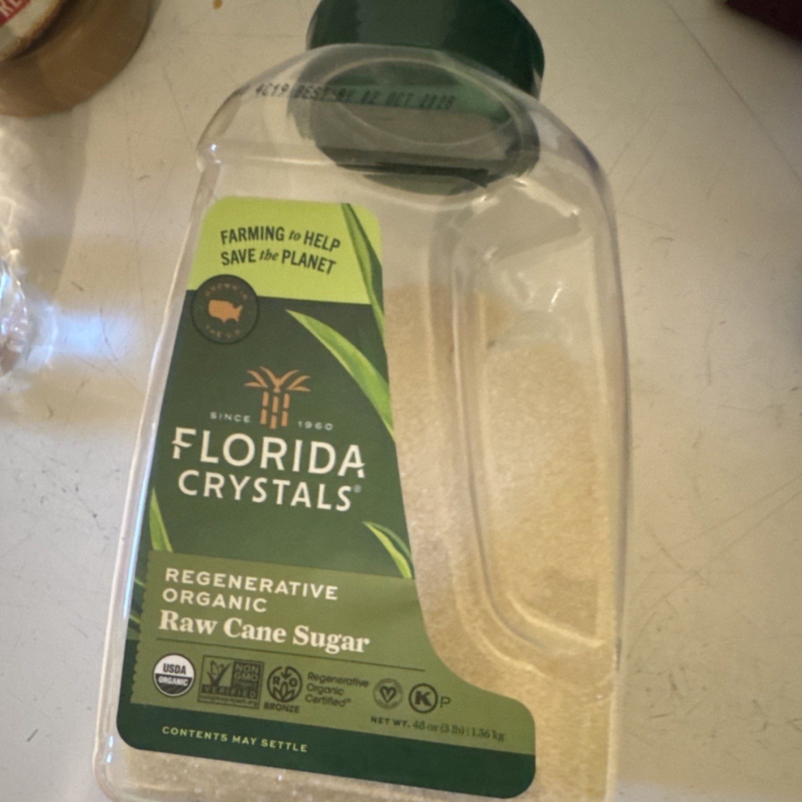 Florida Crystals Regenerative Organic Raw Cane Sugar Granulated 48 oz