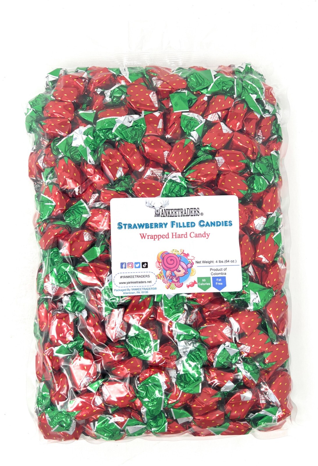 Strawberry Filled, Wrapped Hard Candy – 4 lbs. ~ YANKEETRADERS® ~ FREE SHIPPING